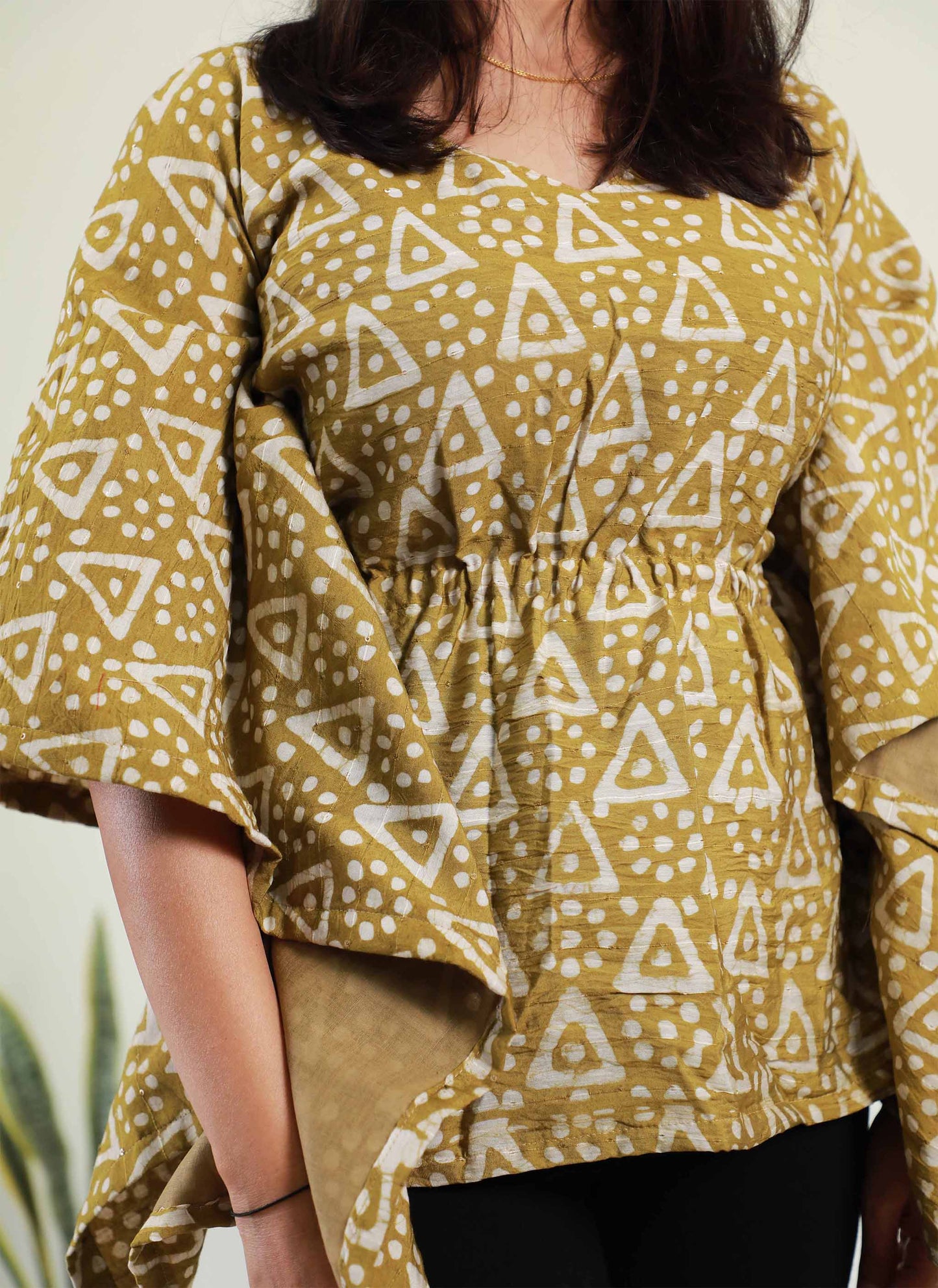 Mustard Cotton Short Kaftan Top