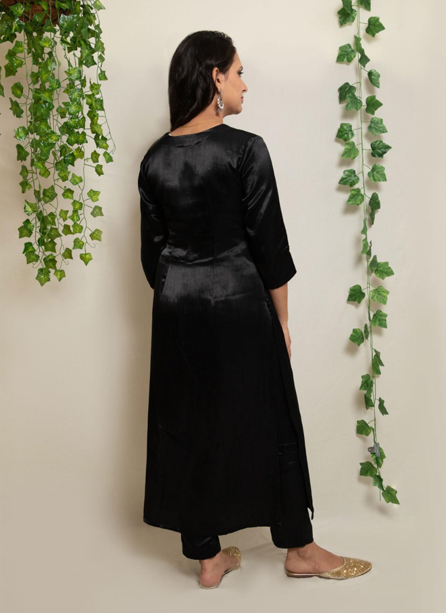 Black Gaji Silk Co-ord Set