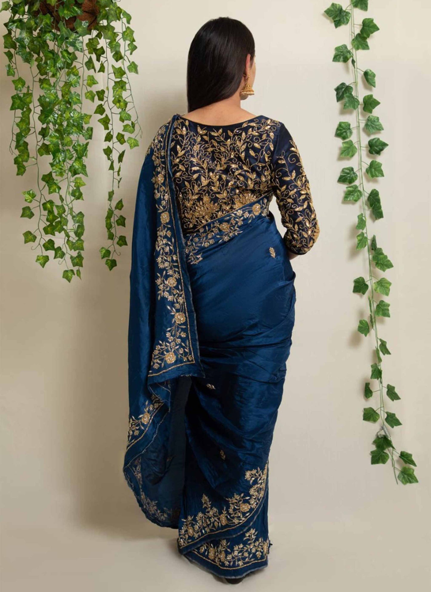 Blue Zardosi Handwork Saree