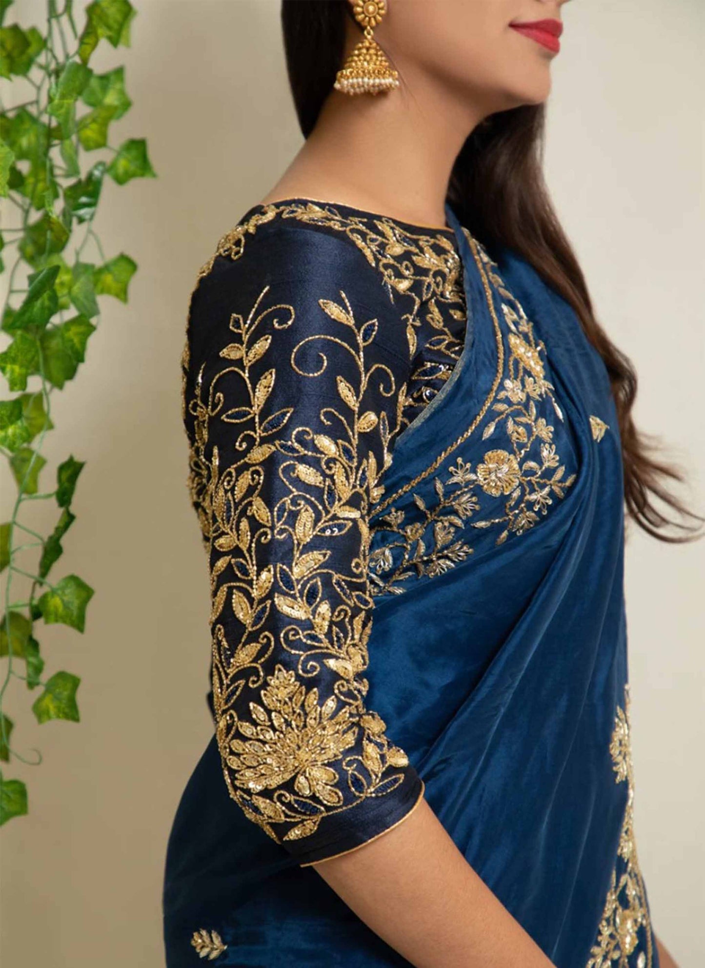 Blue Zardosi Handwork Saree