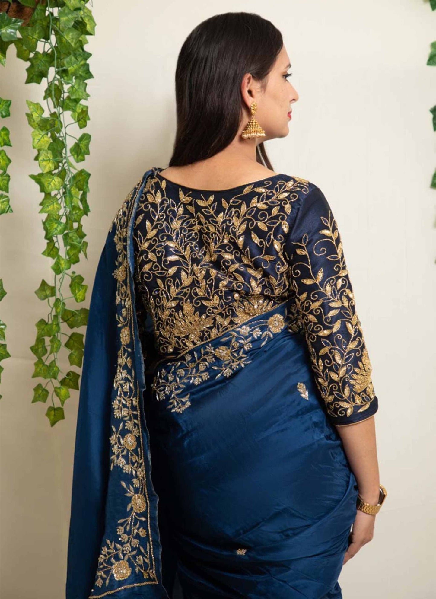 Blue Zardosi Handwork Saree