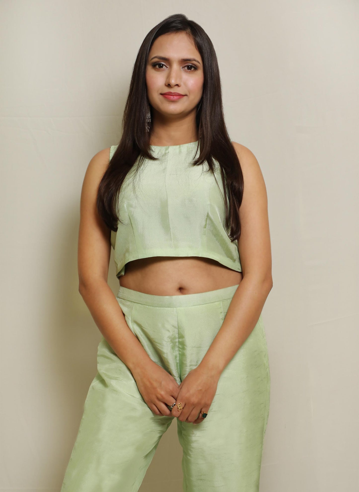 Green Crop Top and Palazzo Set
