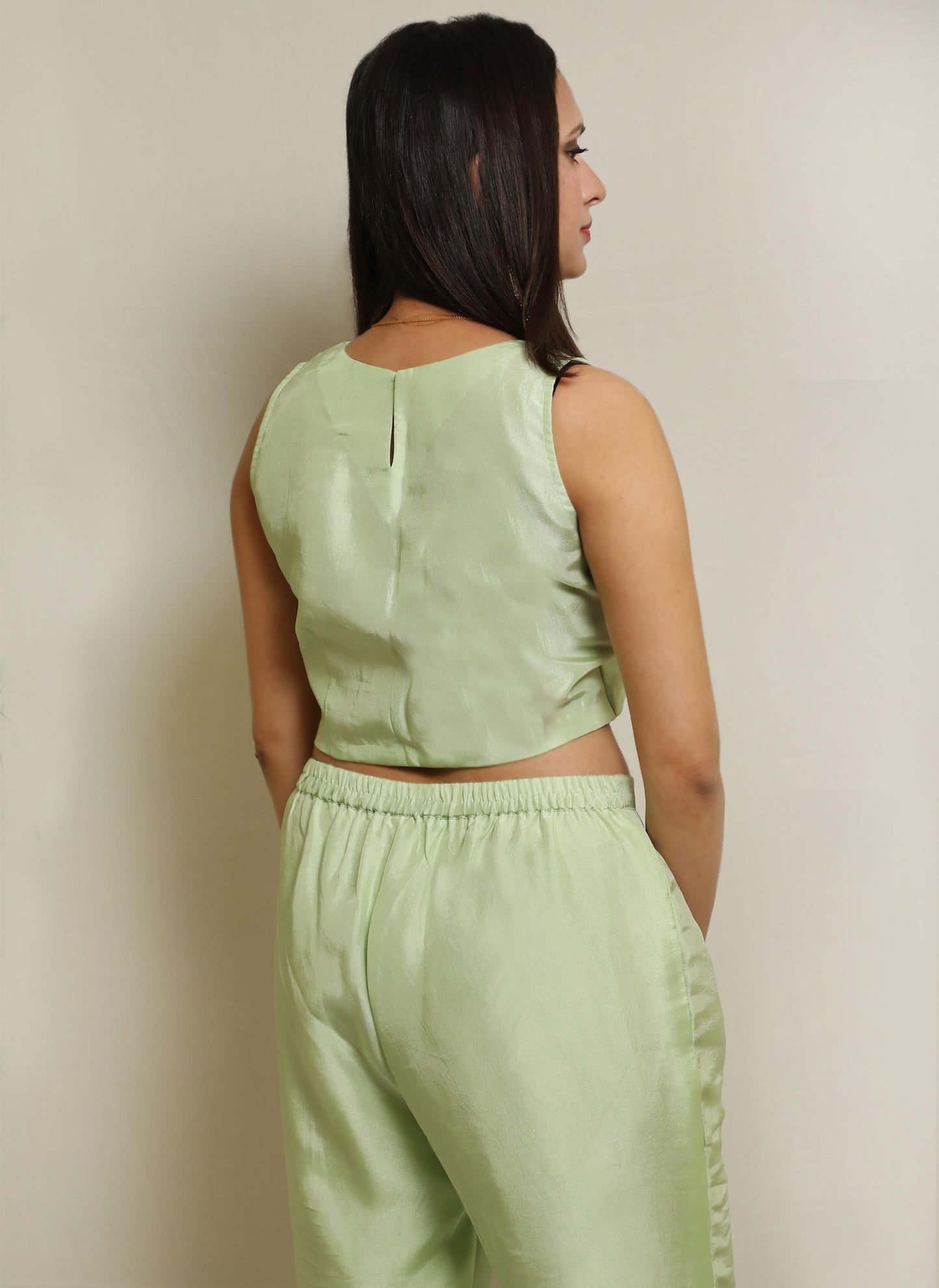Green Crop Top and Palazzo Set