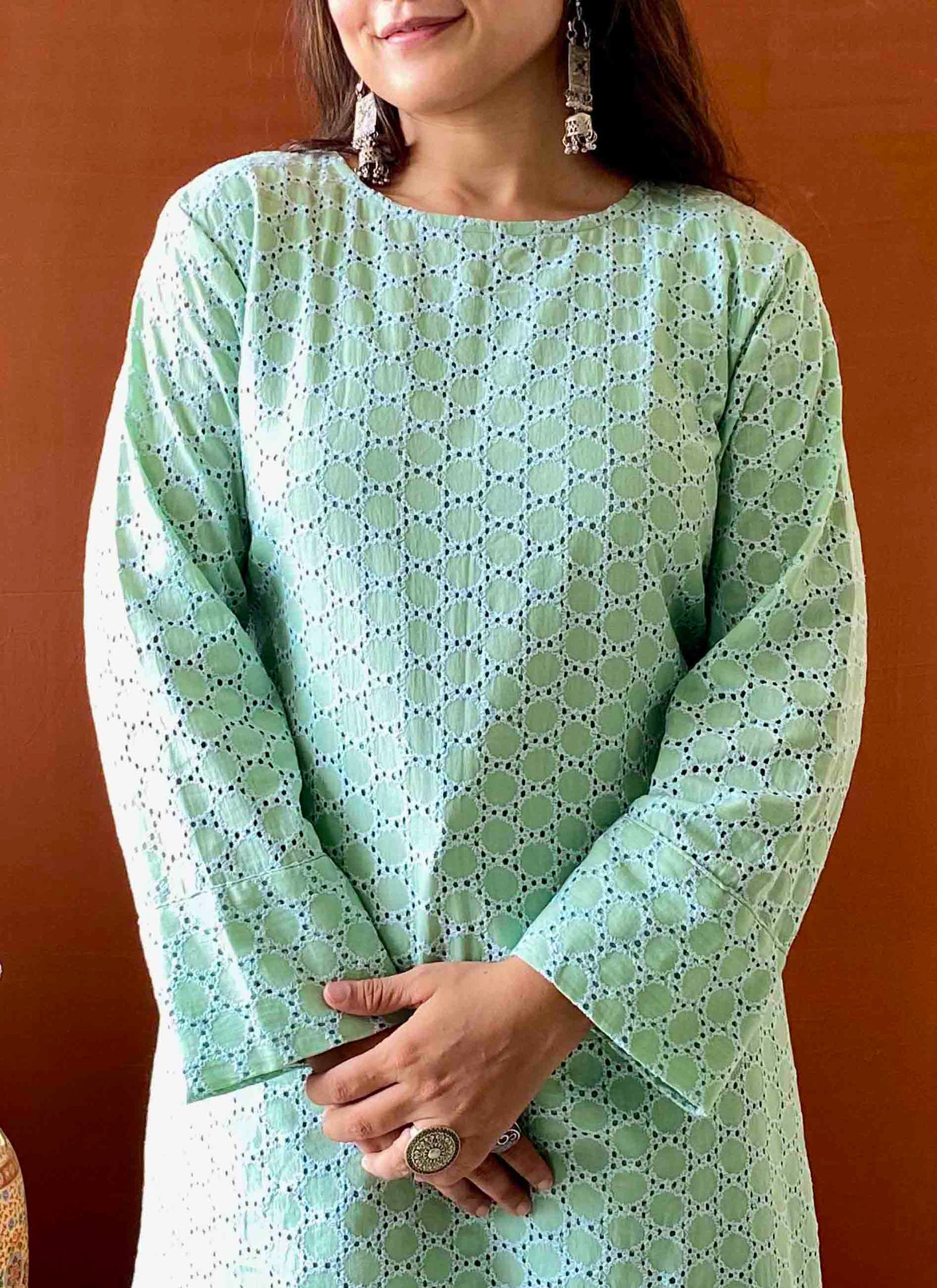 Saumya - Light Green Cotton Chikankari Kurta for Women