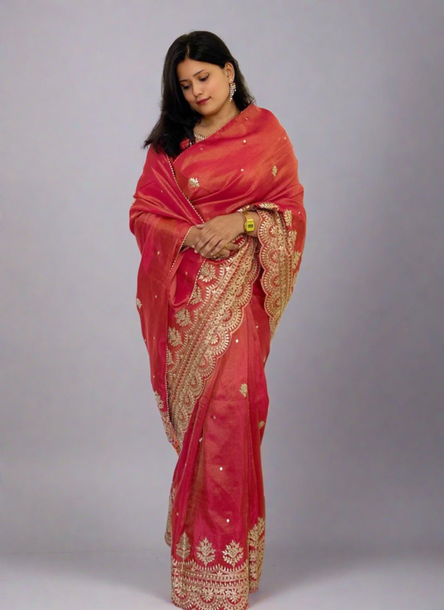 Pink Banarasi Tissue Saree