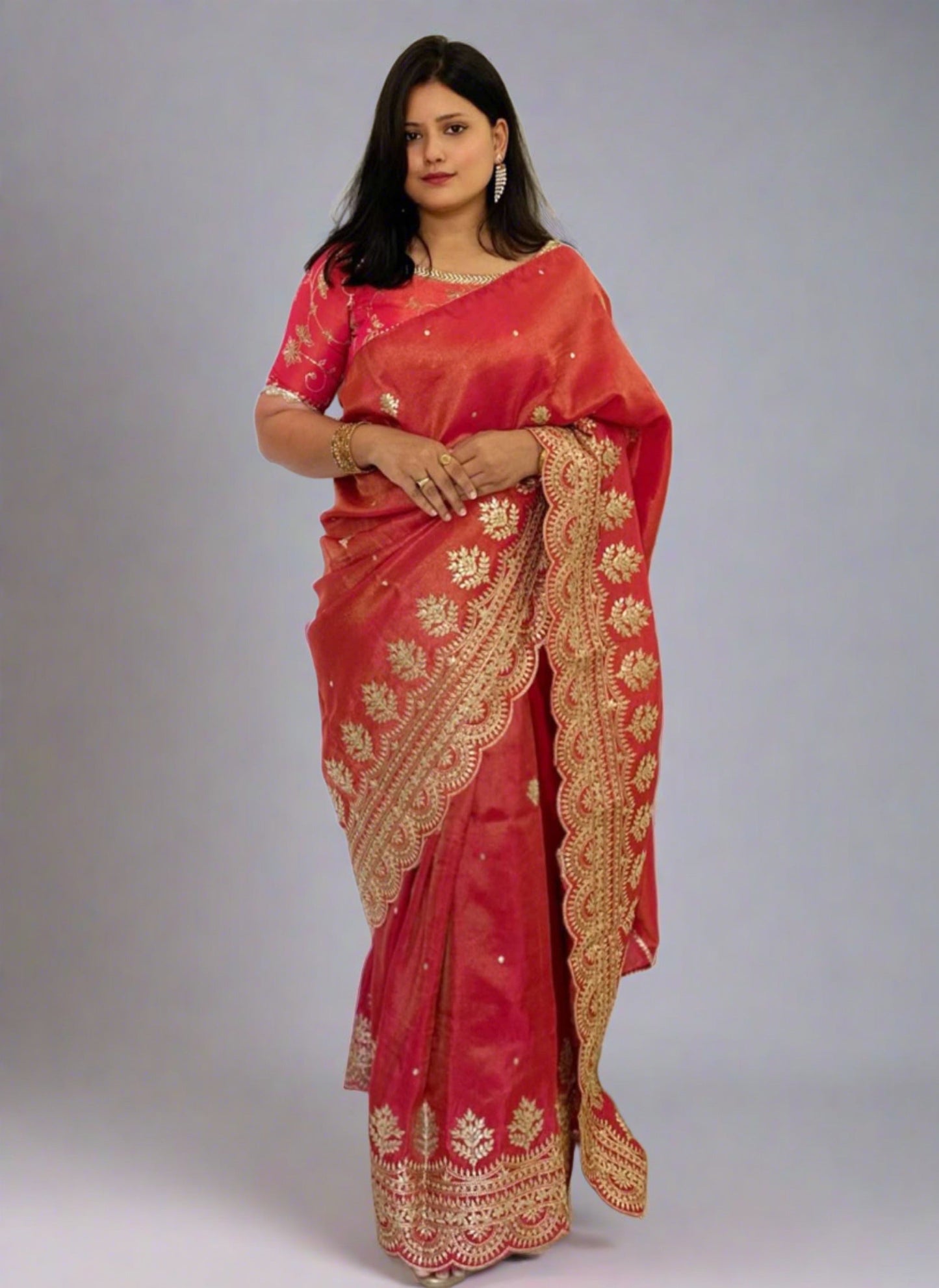 Pink Banarasi Tissue Saree