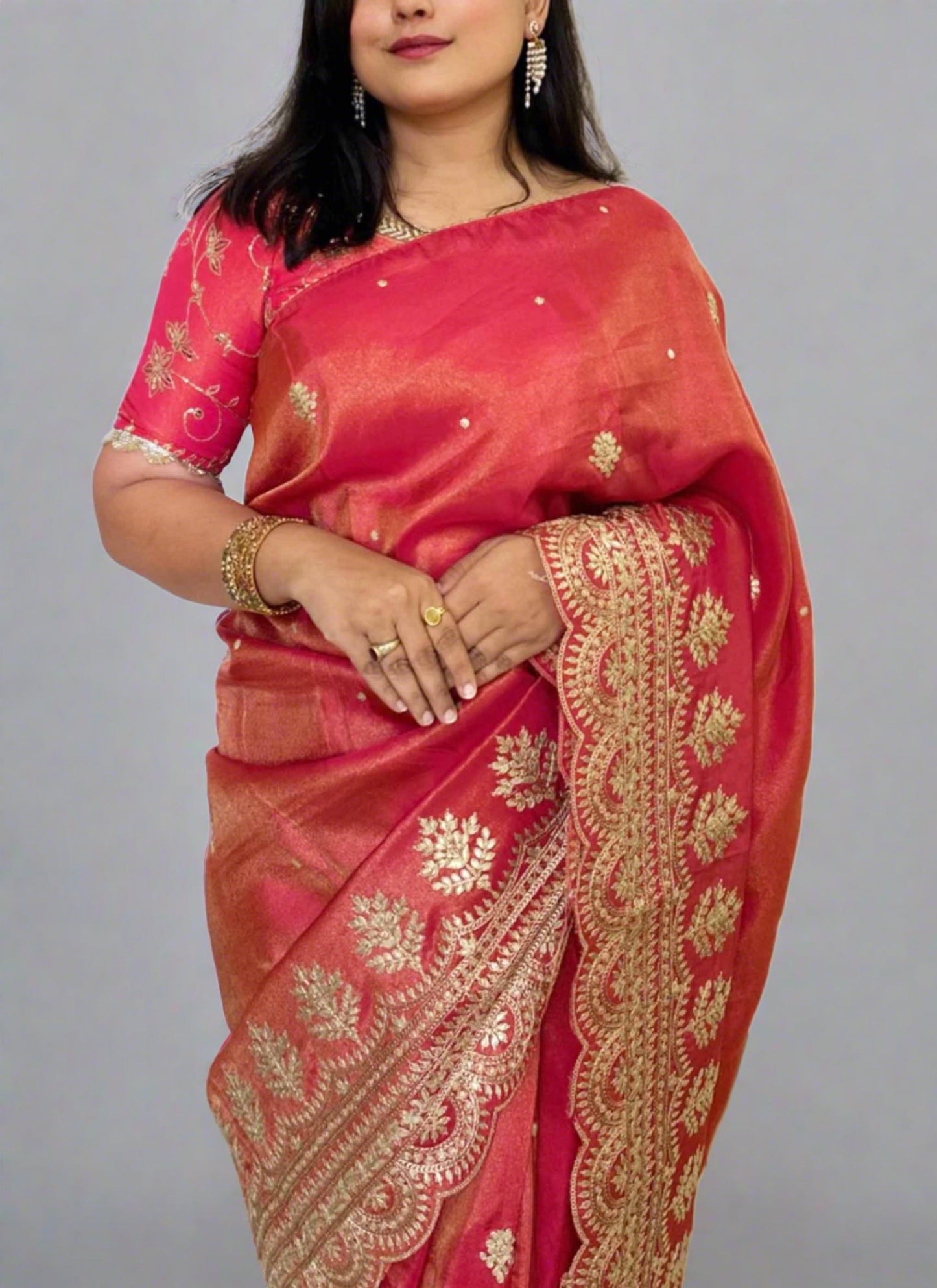 Pink Banarasi Tissue Saree