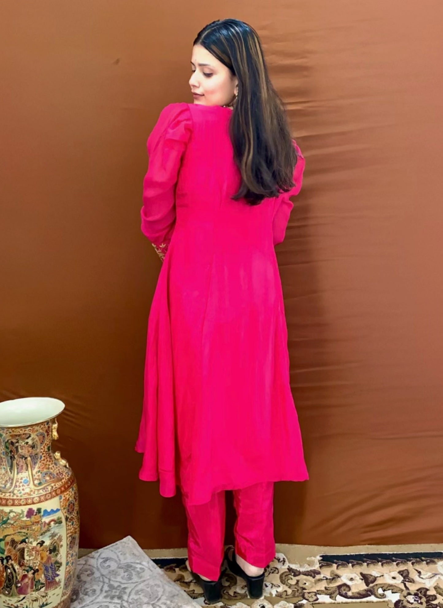 Shubhaantar - Pink Habutai Handwork Kurta Set