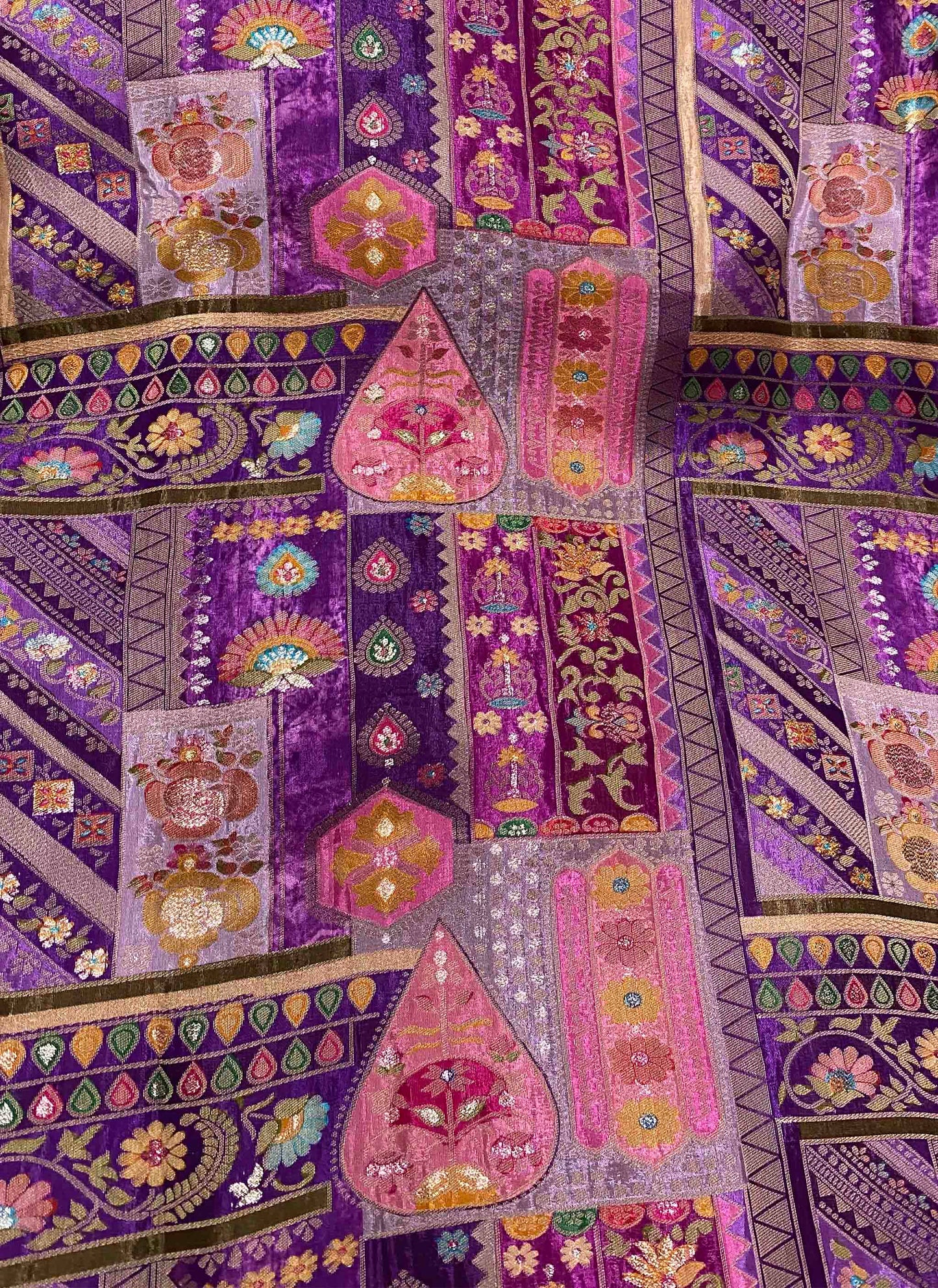 Purple Patchwork Silk Lehenga