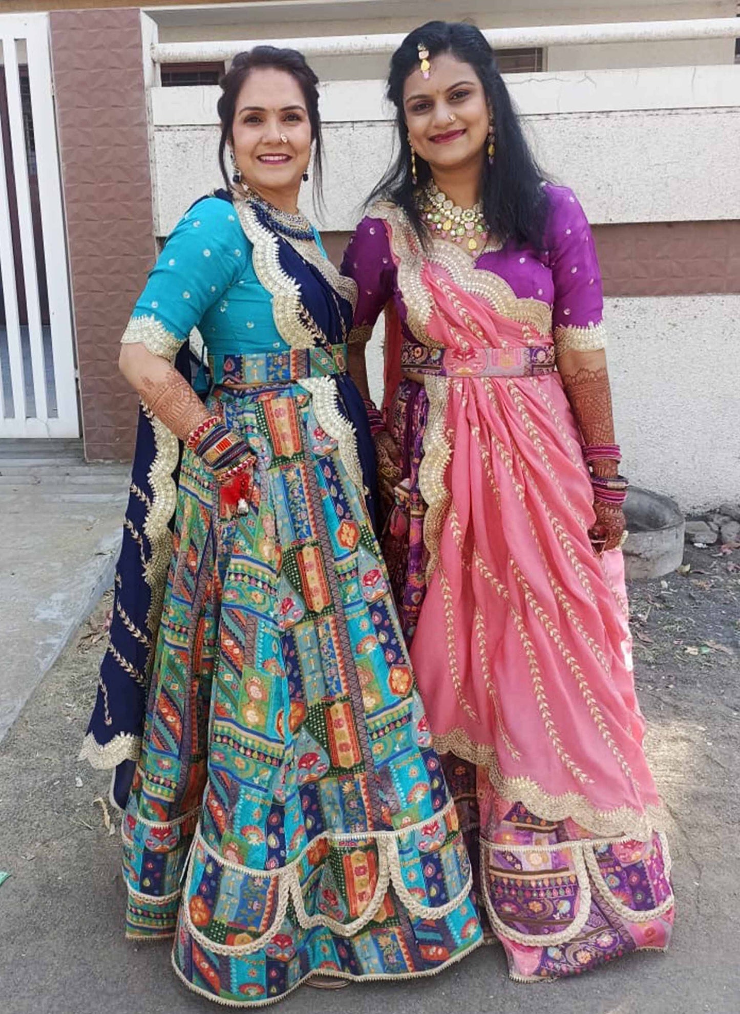 Purple Patchwork Silk Lehenga