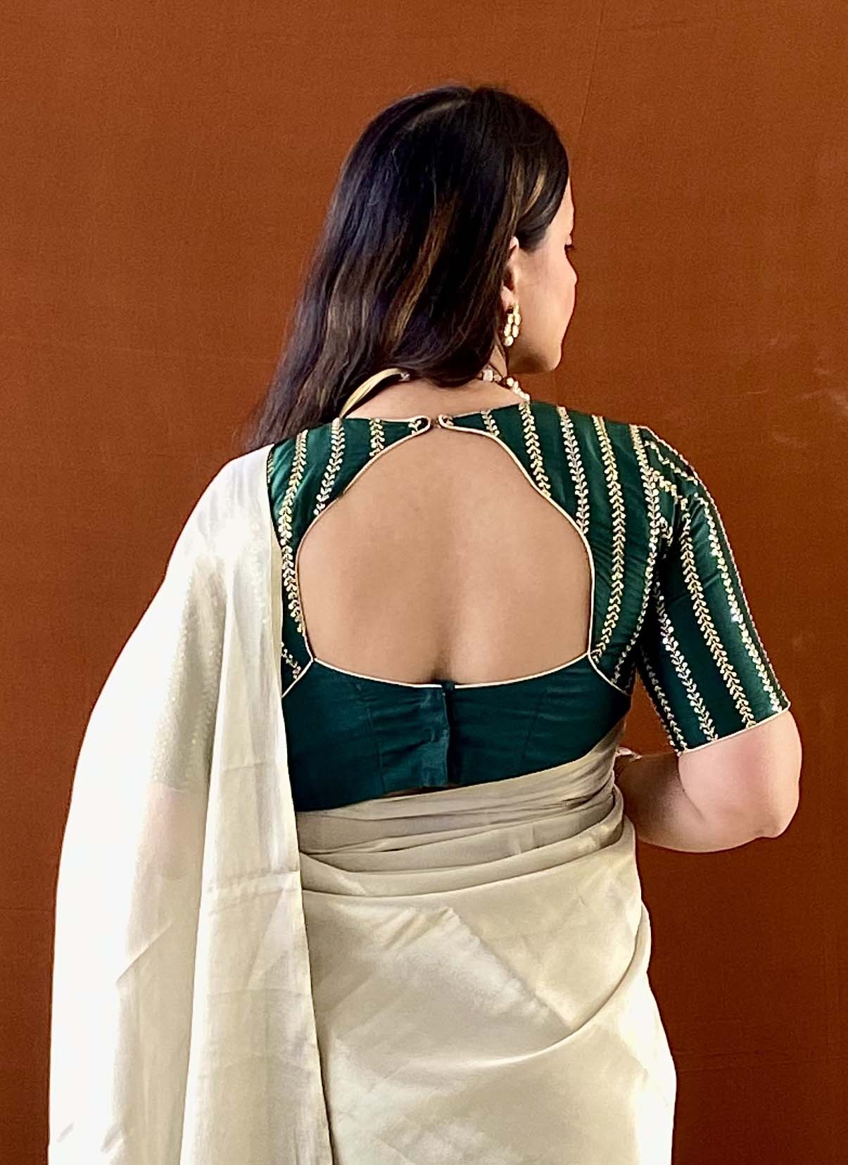 Ruh - Gold Zari Tissue Silk Saree with Unstitched Blouse Piece