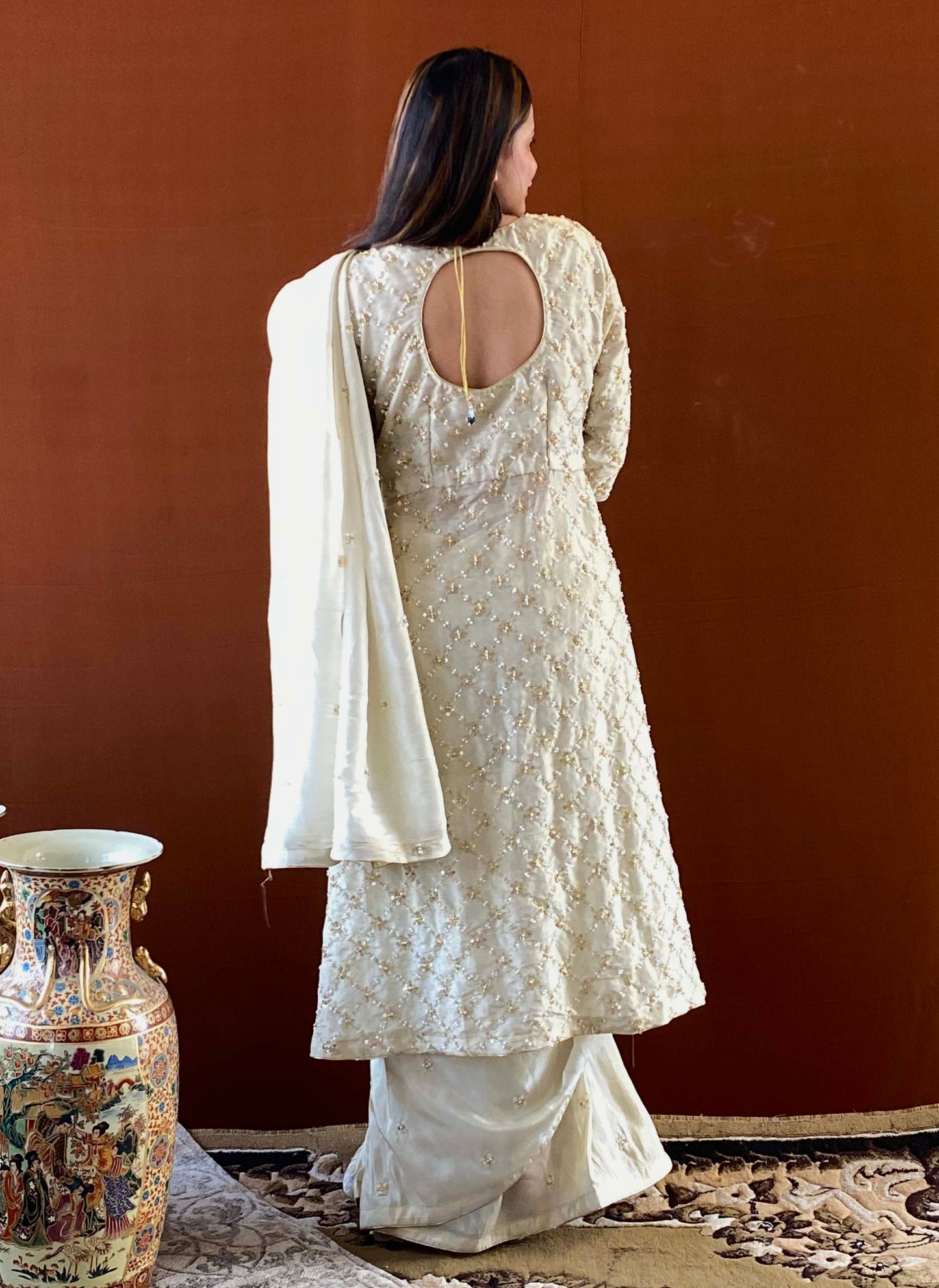 Shubhaantar - Golden Designer Saree with Jacket Style Blouse