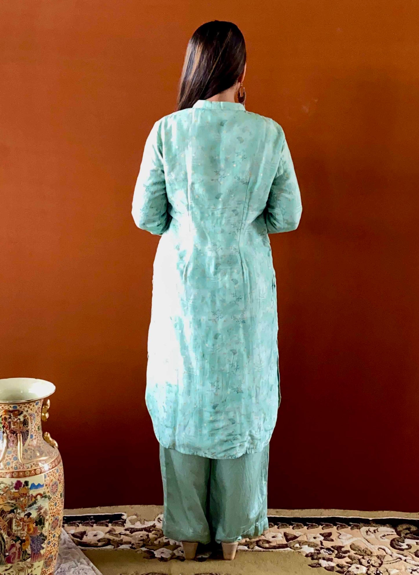 Ruh - Green Organza Shirt Style Kurta