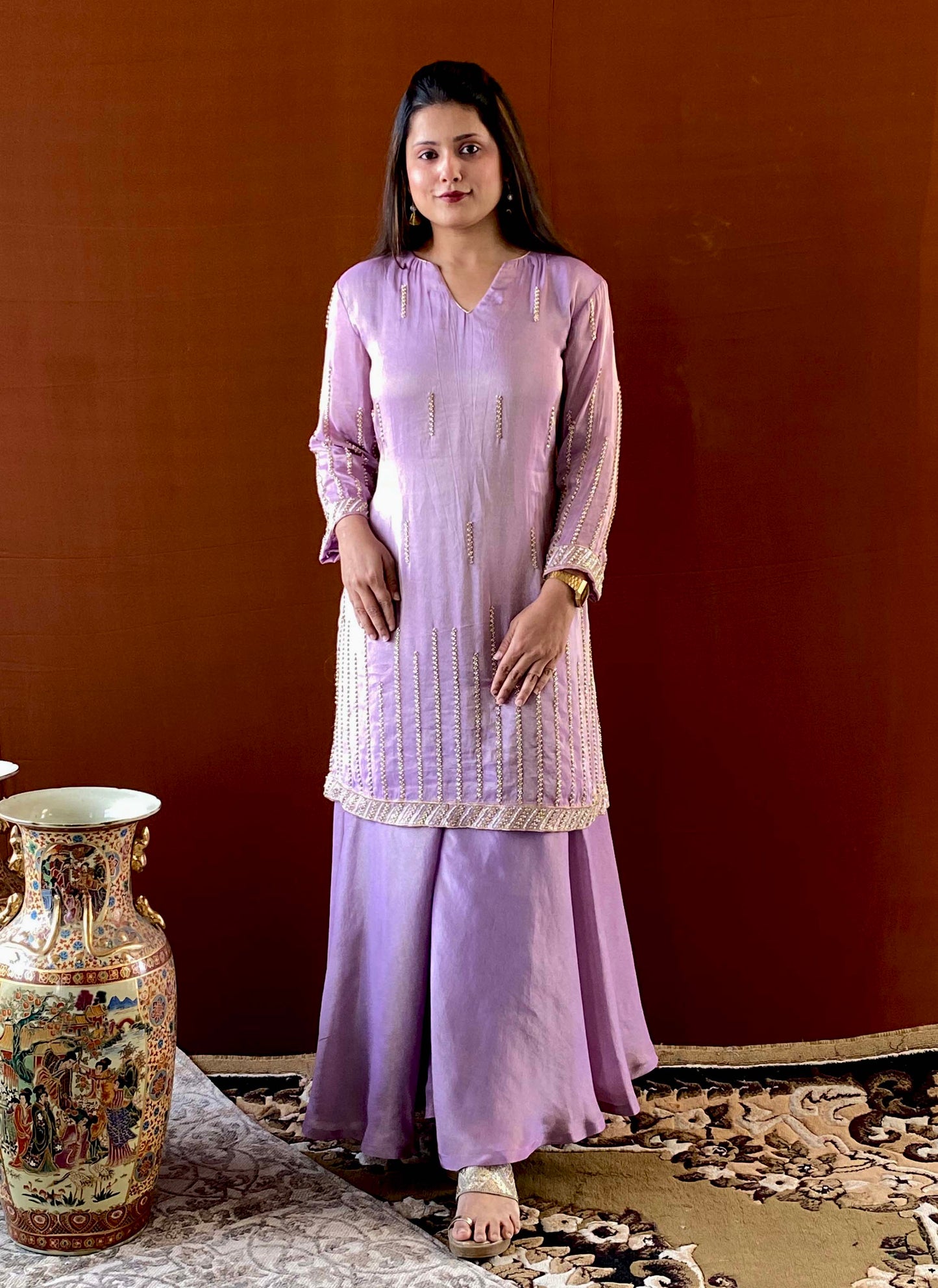 Shubhaantar - Lilac Banarasi Tissue Kurti