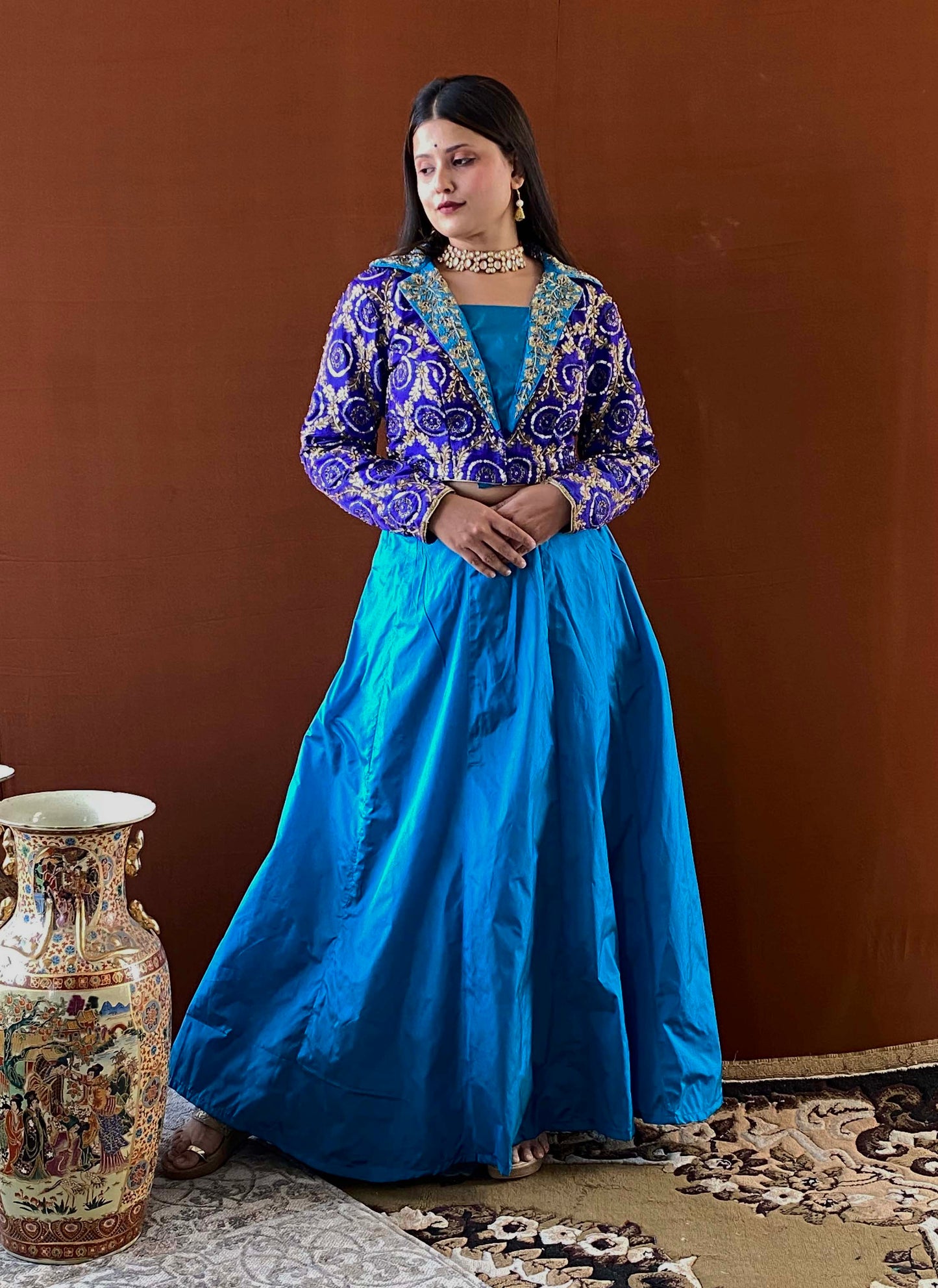 Shubhaantar - Peacock Blue Lehenga Set