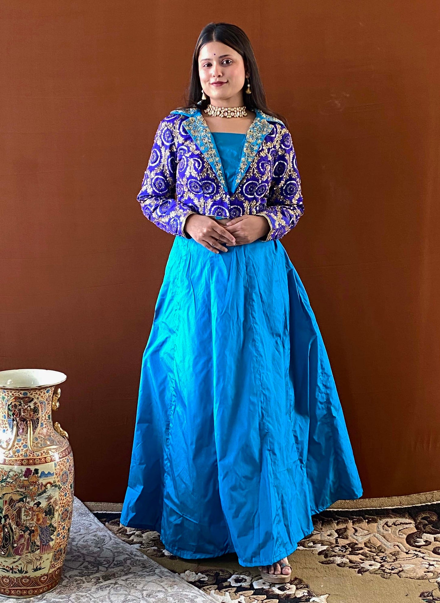 Shubhaantar - Peacock Blue Lehenga Set