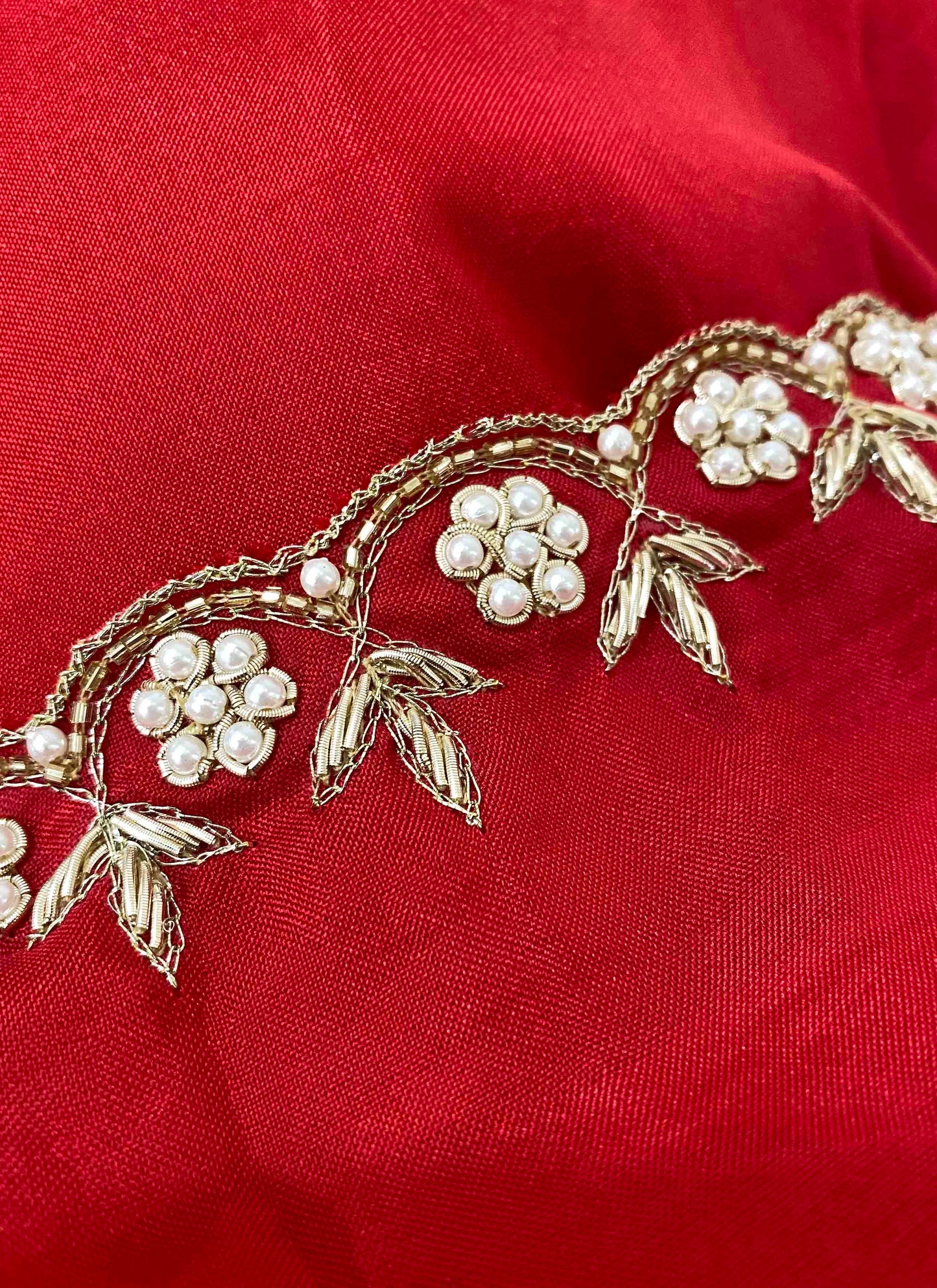 Riwaayat ~ Red Upada Silk Hand Embroidered Saree with Blouse – Designer Ethnic Saree