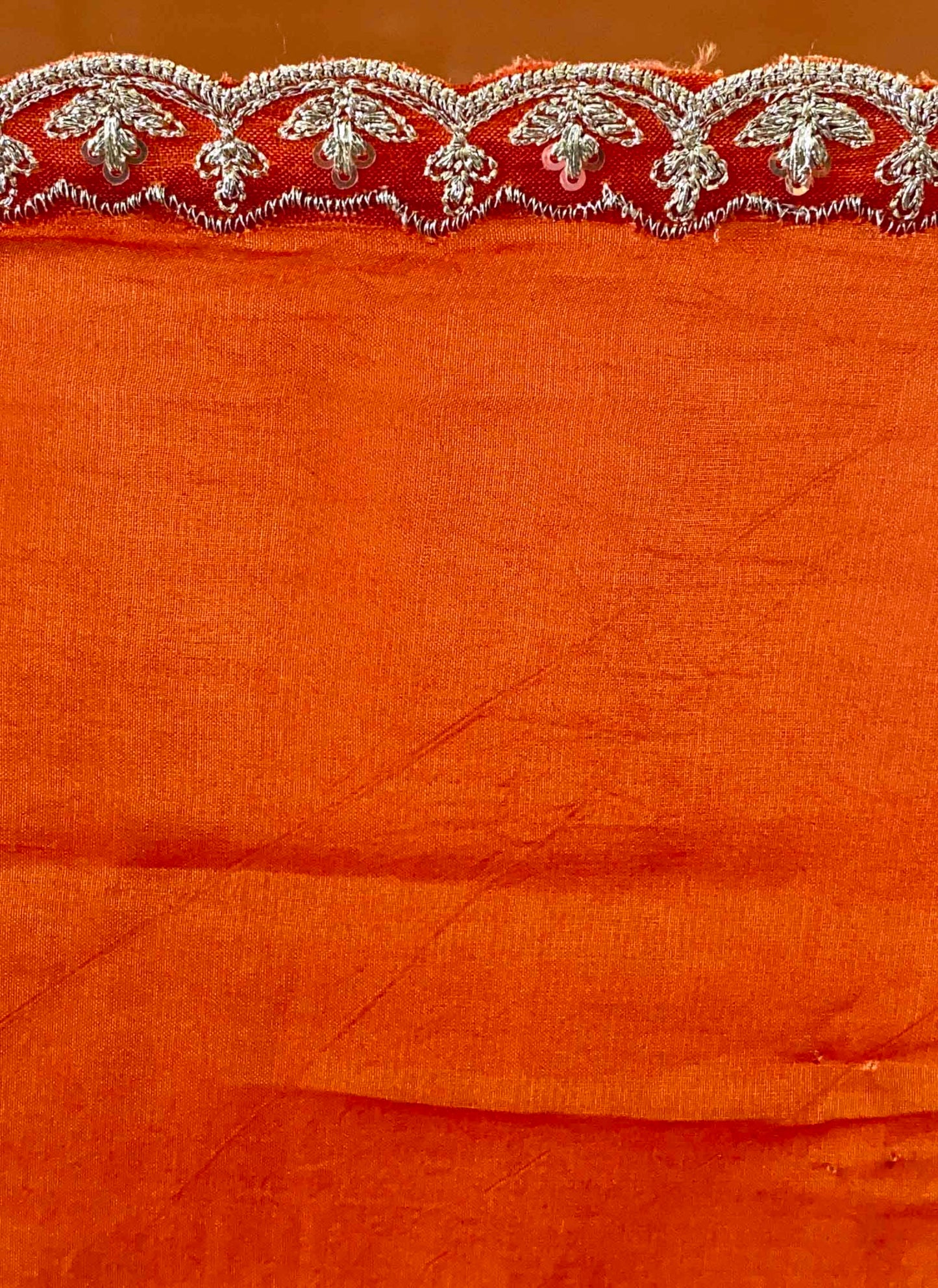 Ruh - Rust Brown Georgette Organza Saree with Green Floral Unstitched Blouse
