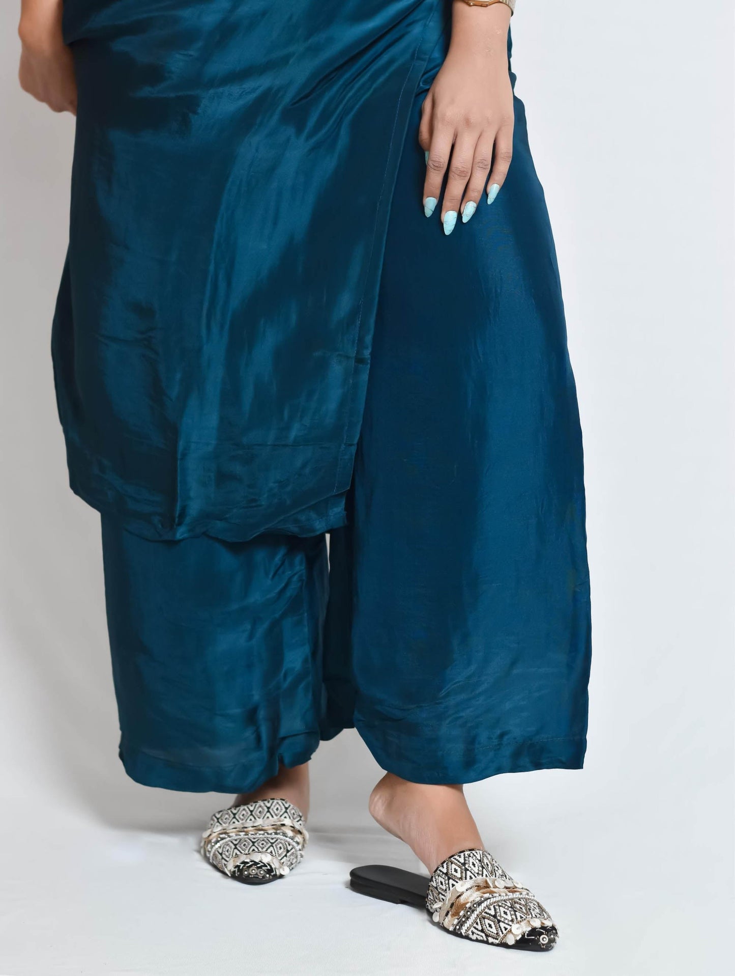 German Blue & Peach Palazzo Set