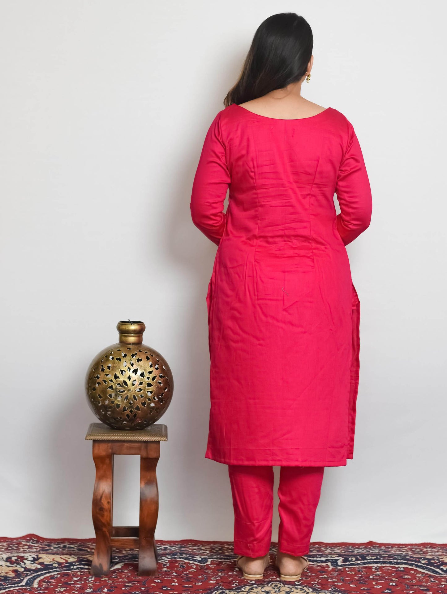 Husn - Pink Cotton Silk Kurti Set with Floral Dupatta