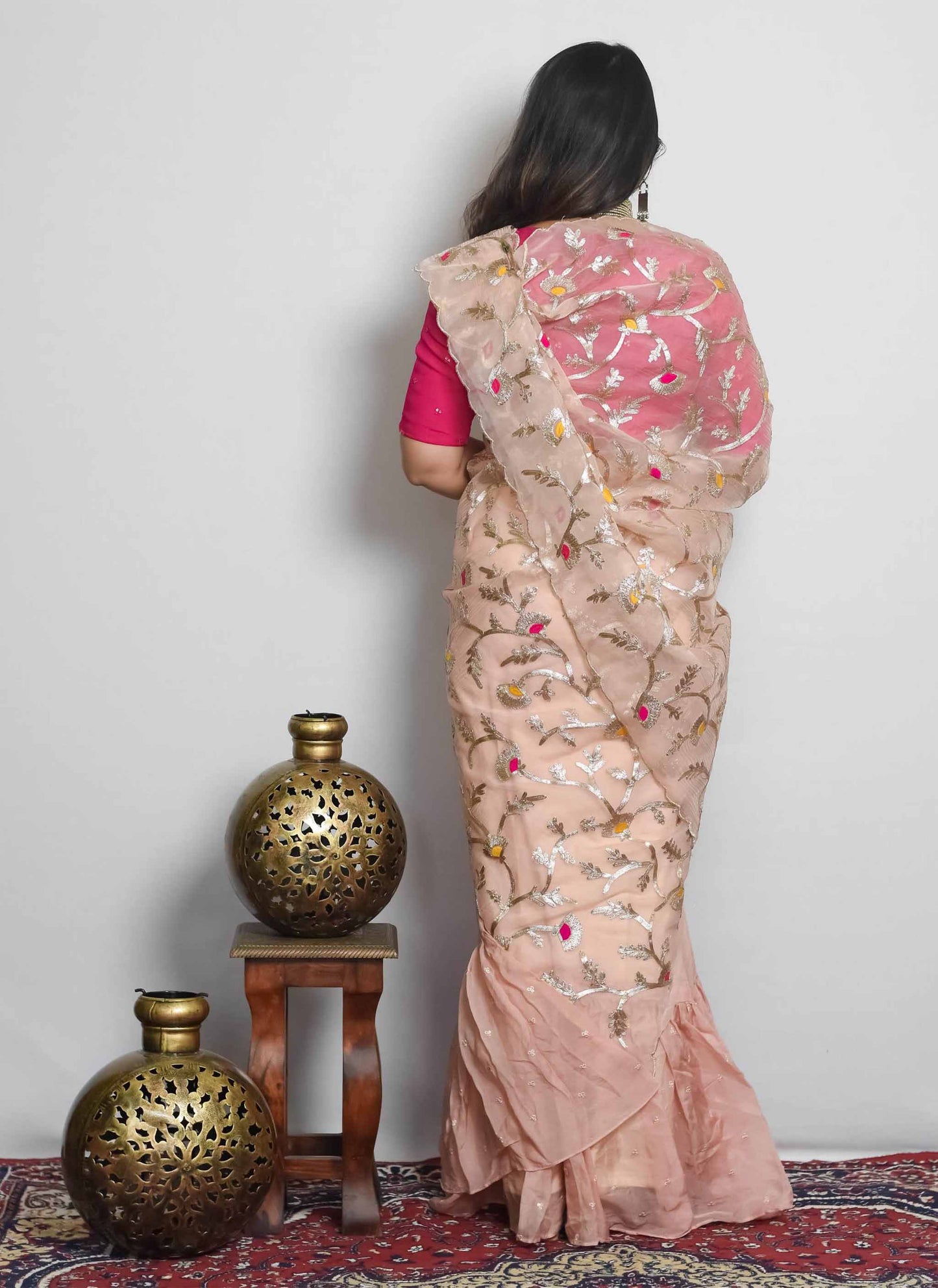 Peach Organza Gota Designer Saree