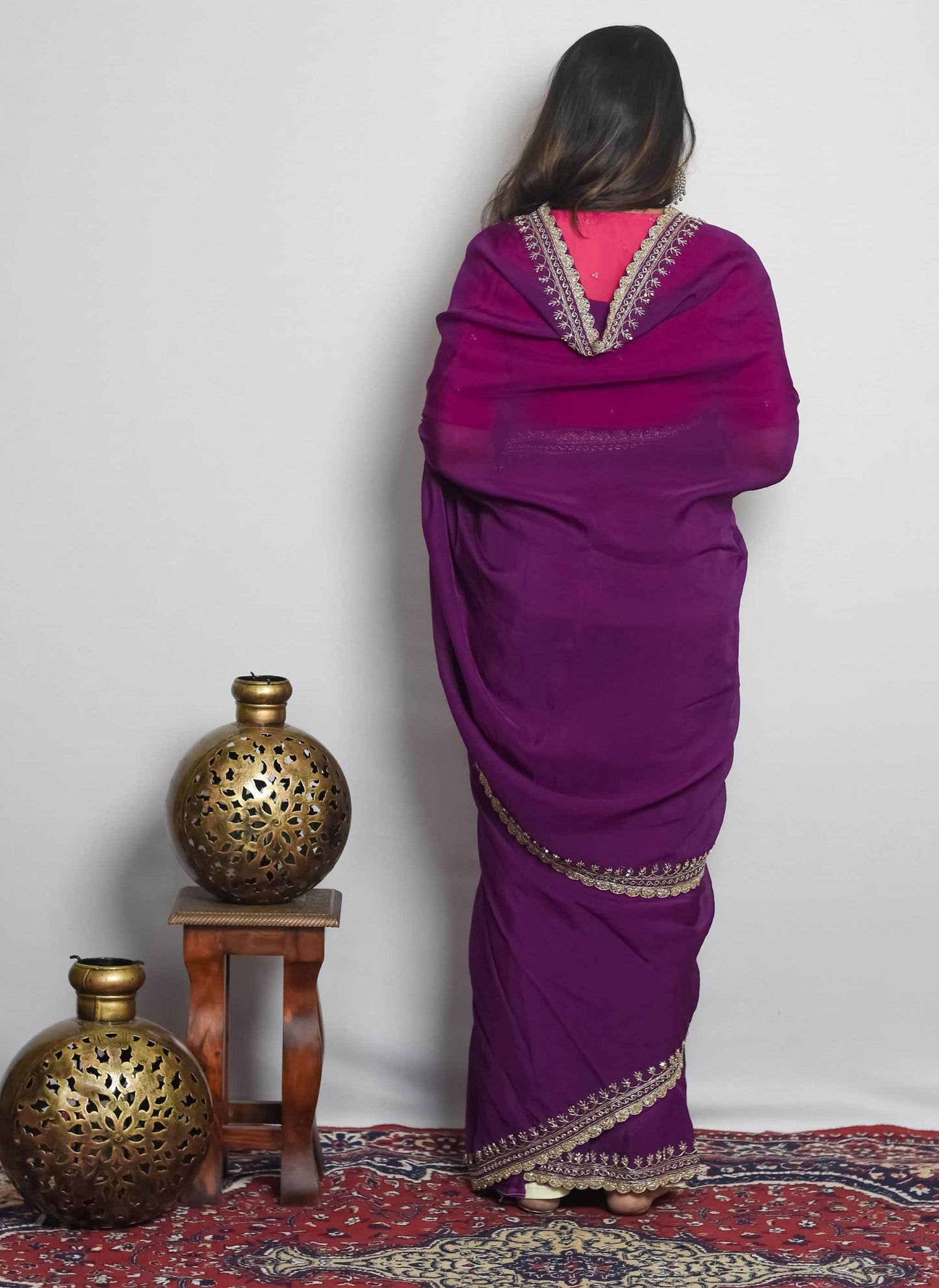 Purple Zardosi Handwork Saree