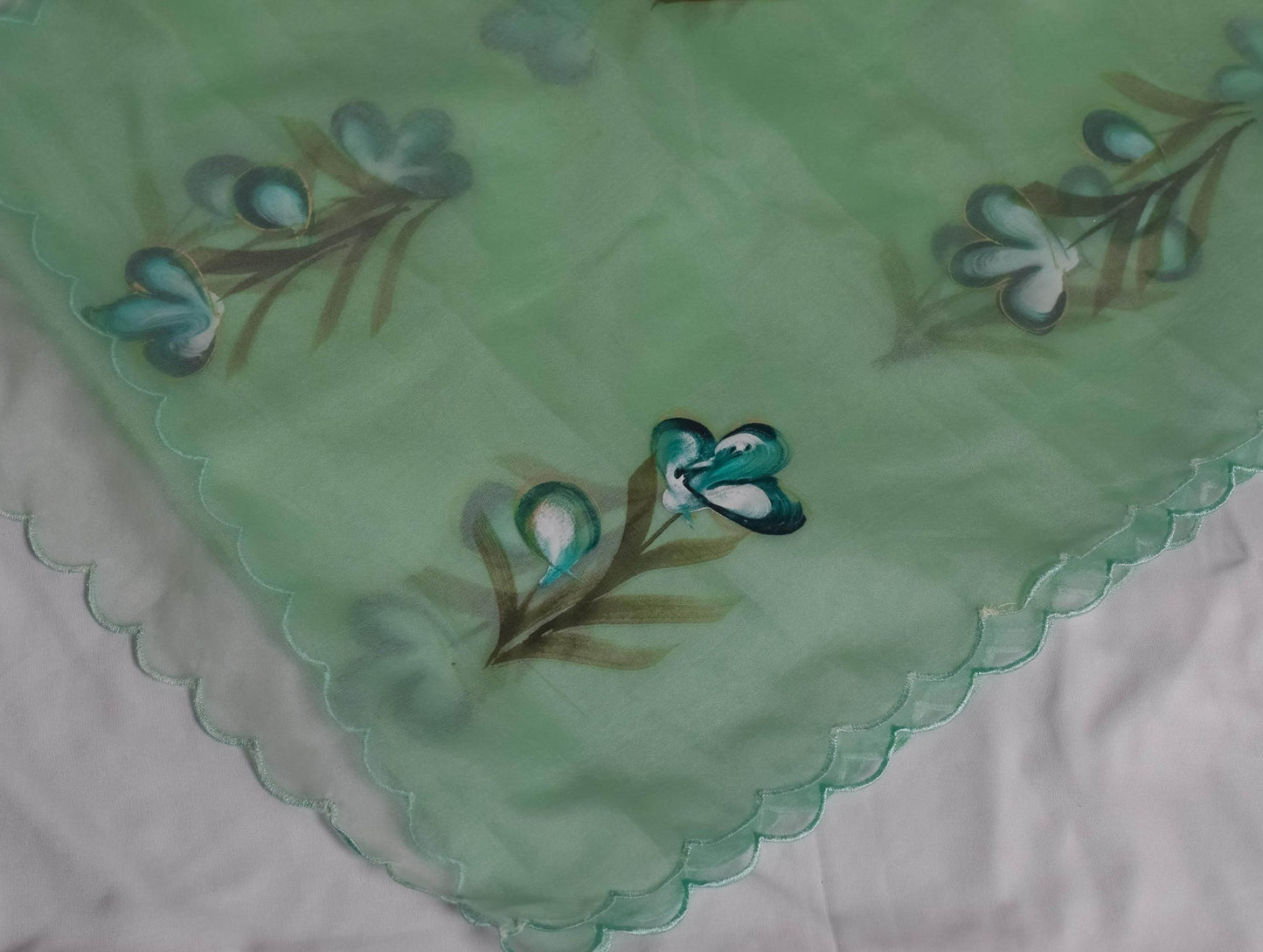 Light Green Handpainted Dupatta
