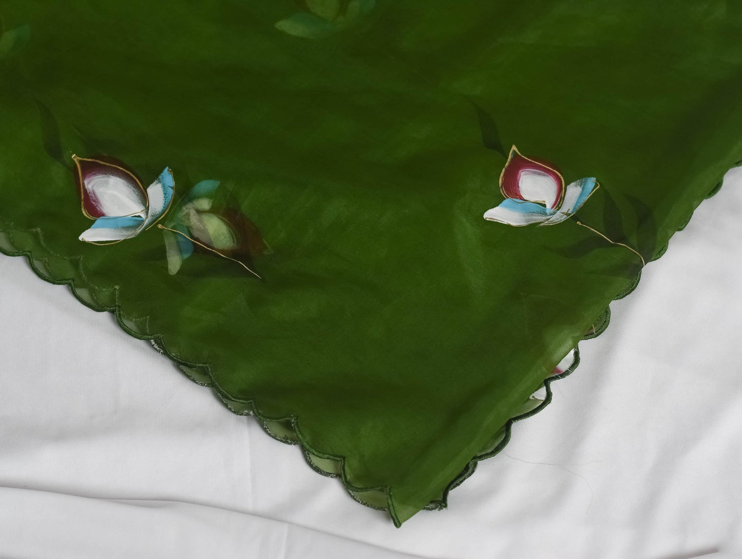 Green Handpainted Dupatta