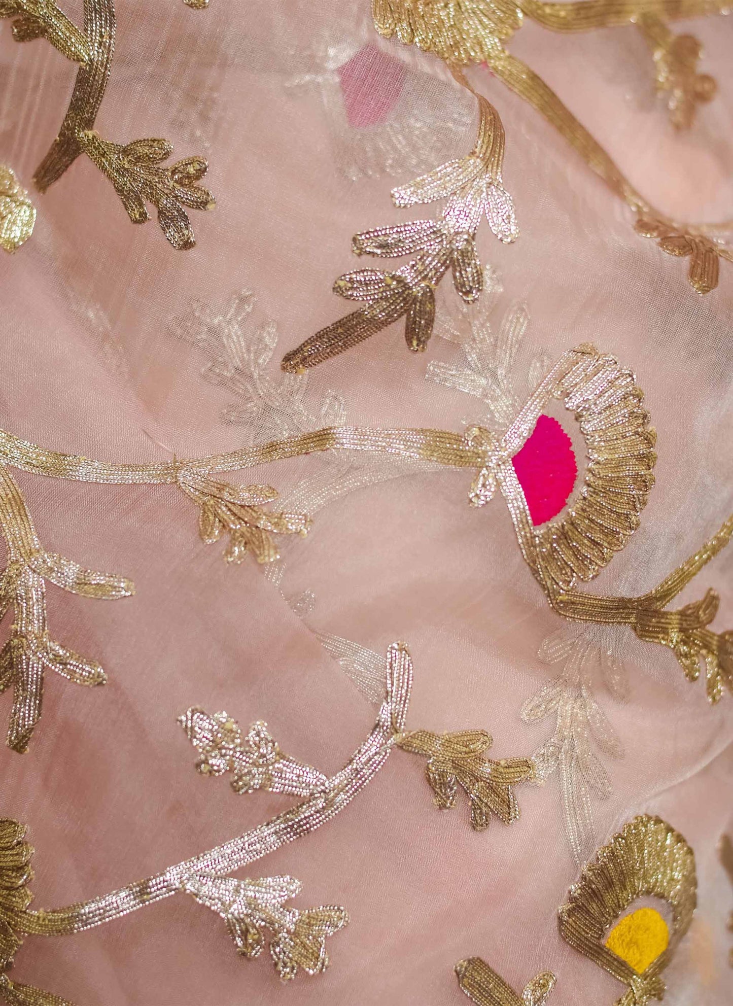 Peach Organza Gota Designer Saree
