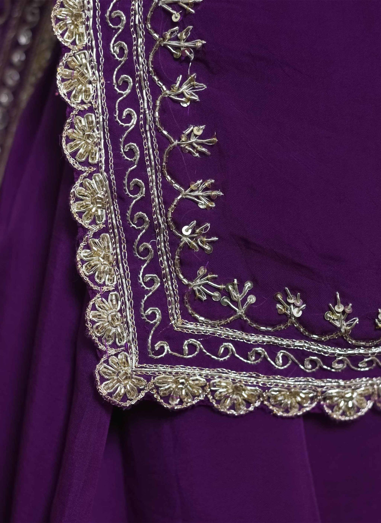 Purple Zardosi Handwork Saree