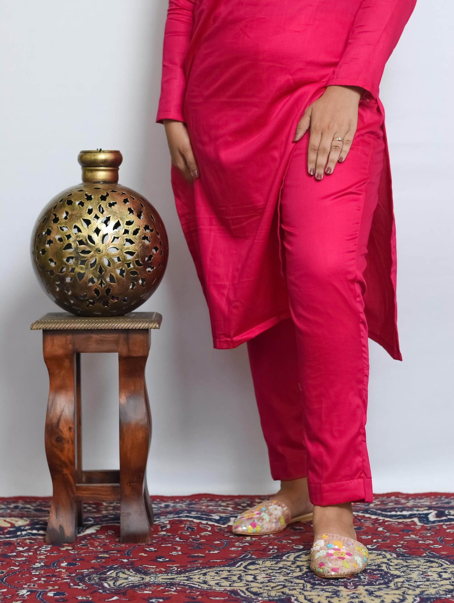 Husn - Pink Cotton Silk Kurti Set with Floral Dupatta