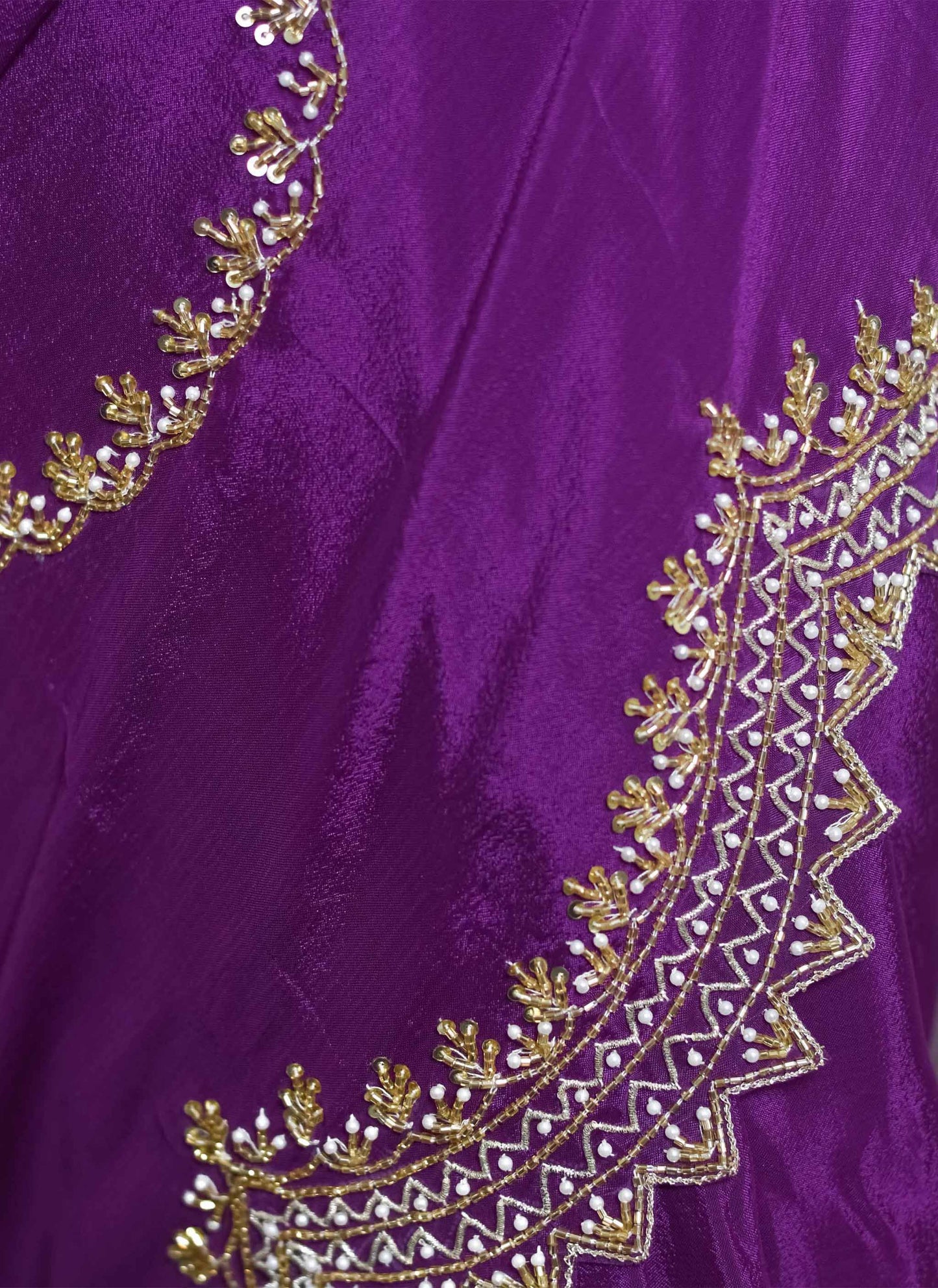 Wine Moti Sequin Handwork Saree