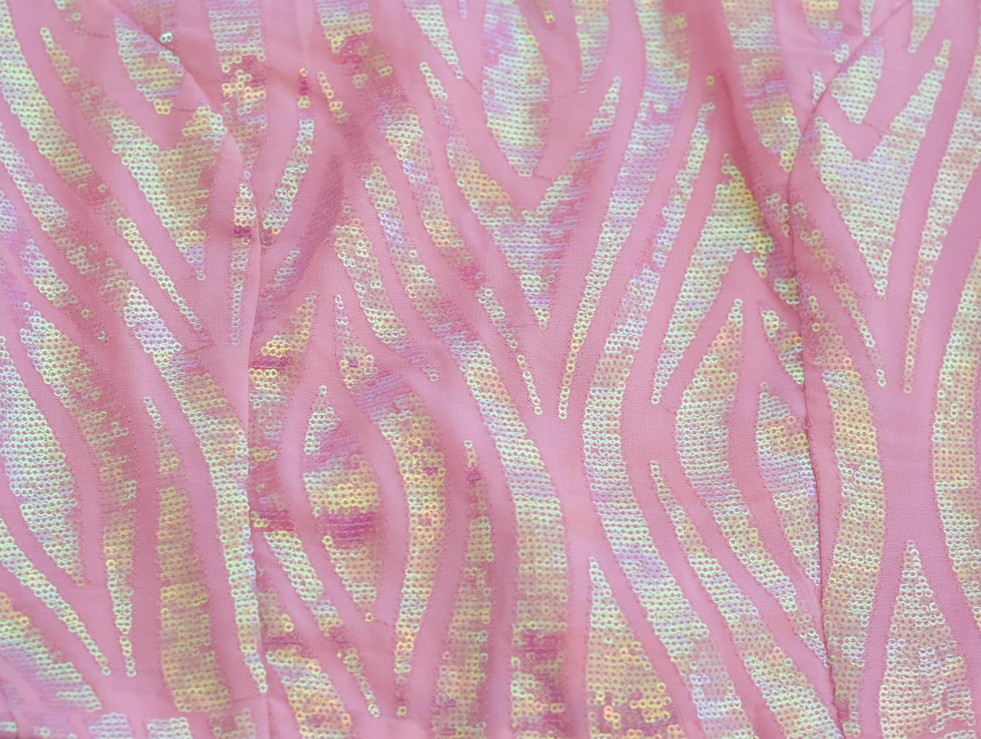 Pink Sequin Georgette Blouse