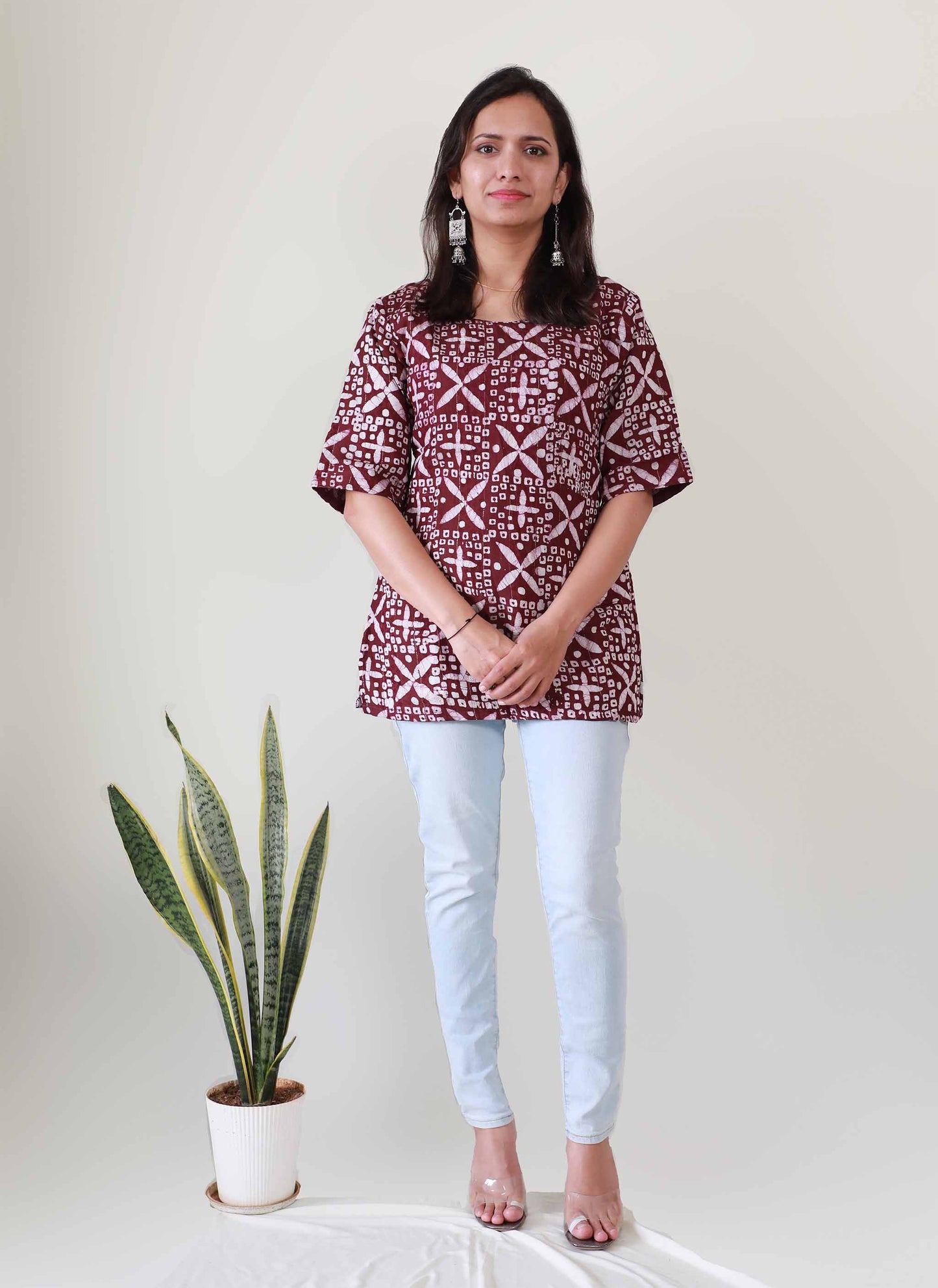 Wine Cotton Short Top