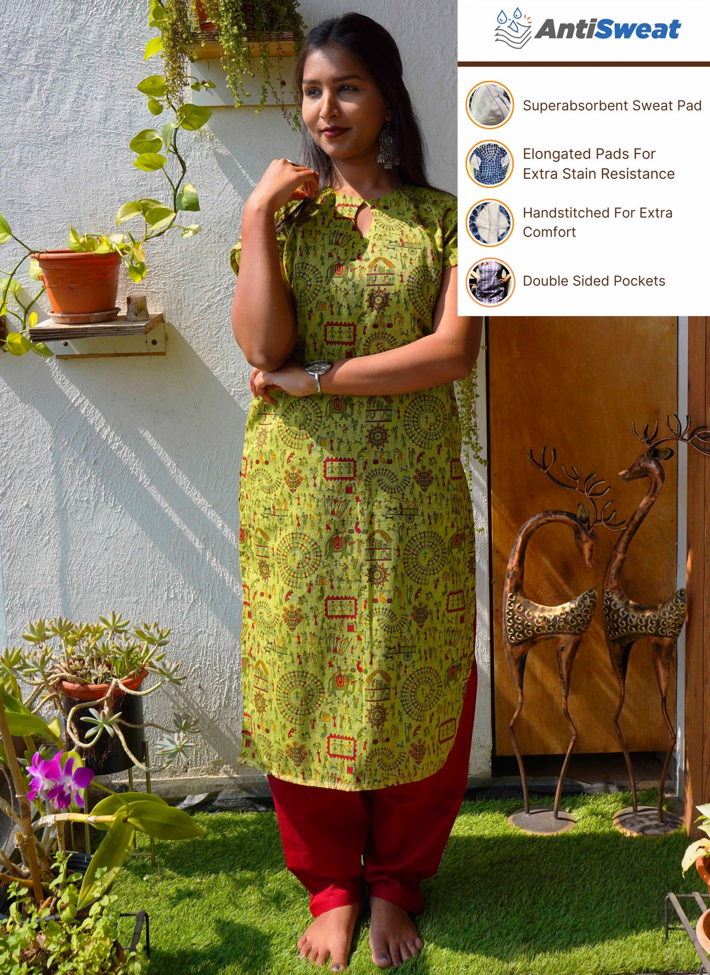 Green AntiSweat Cotton Kurti