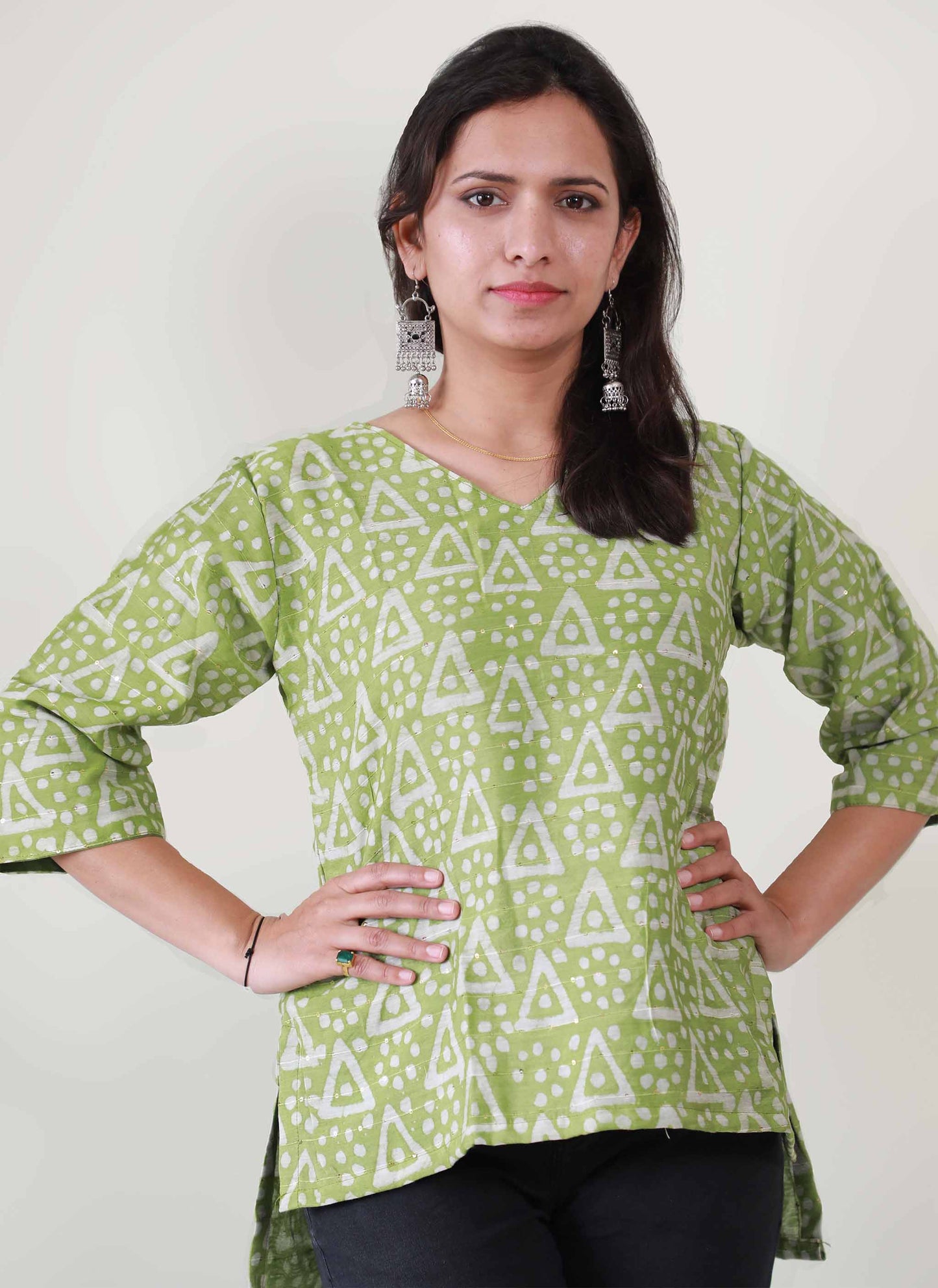 Pista Green Cotton Short Top