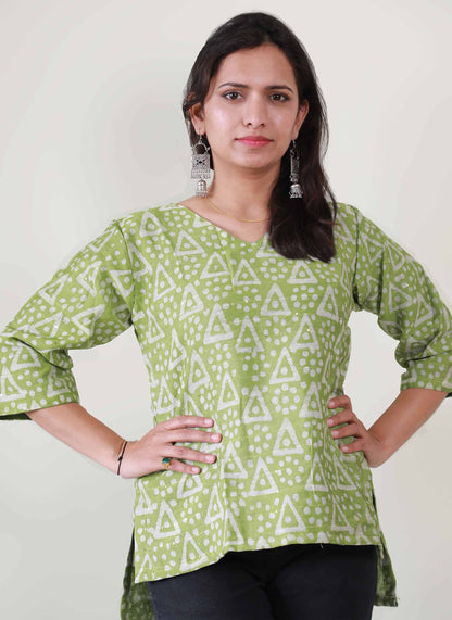 Pista Green Cotton Short Top