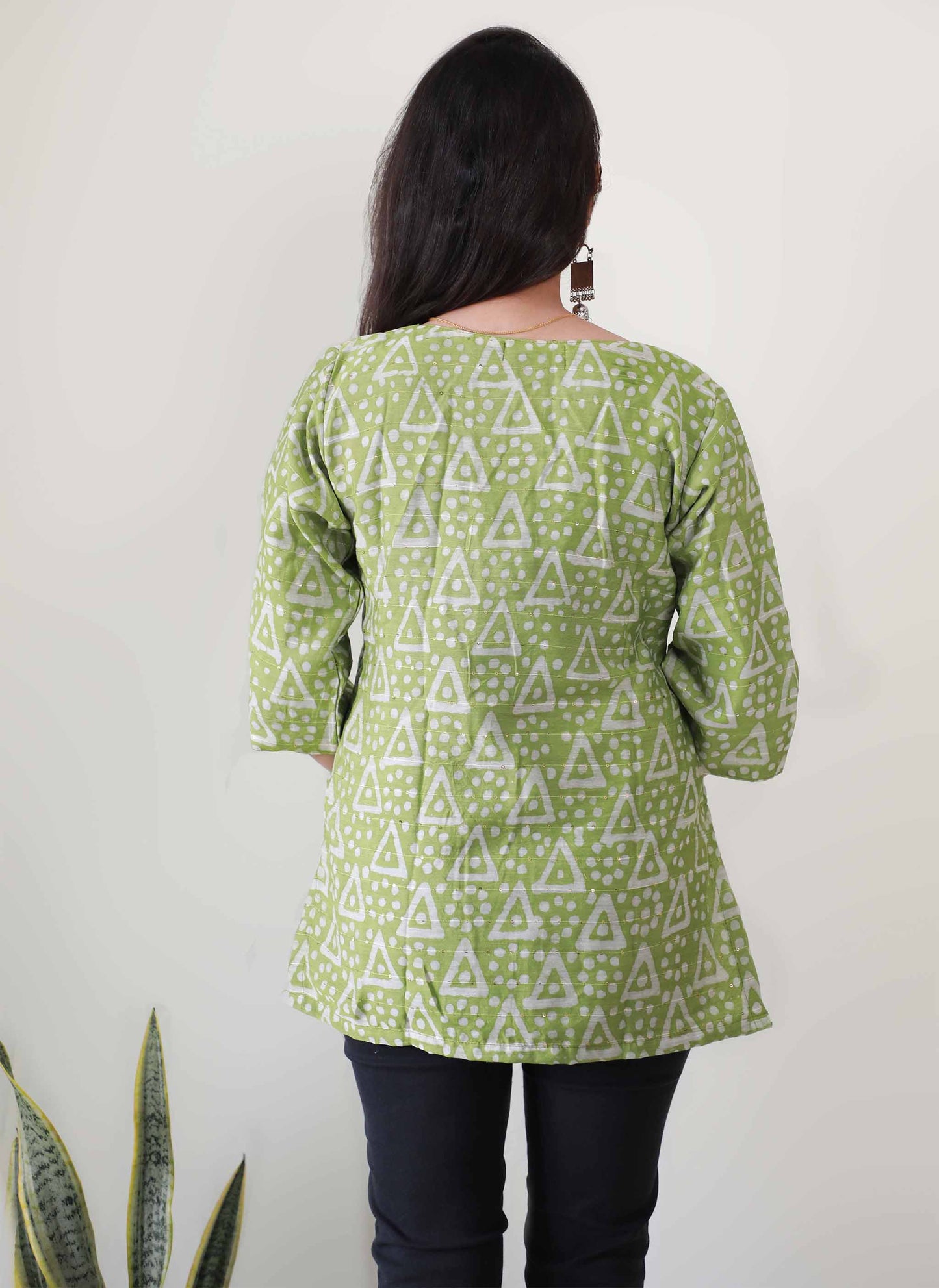 Pista Green Cotton Short Top