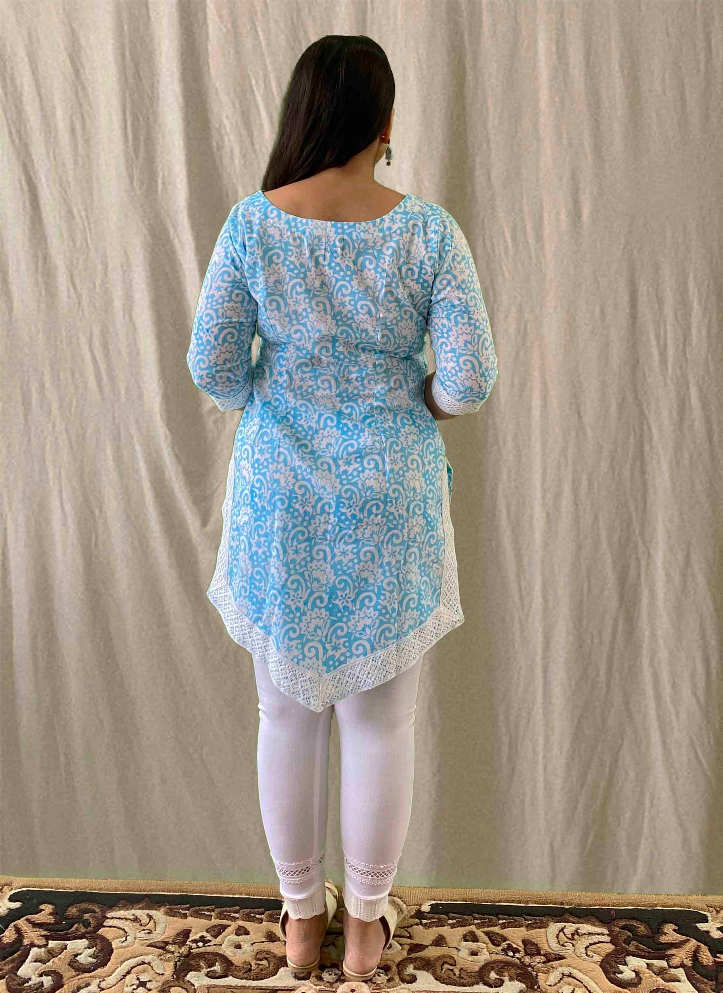 Blue Handblock Cotton Kurti