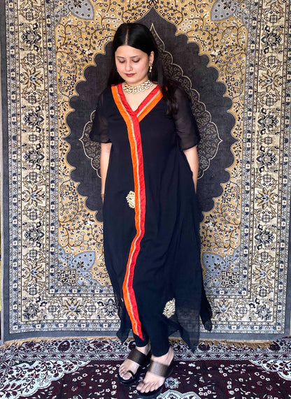 Black Chiffon Kaftan for Wedding Wear