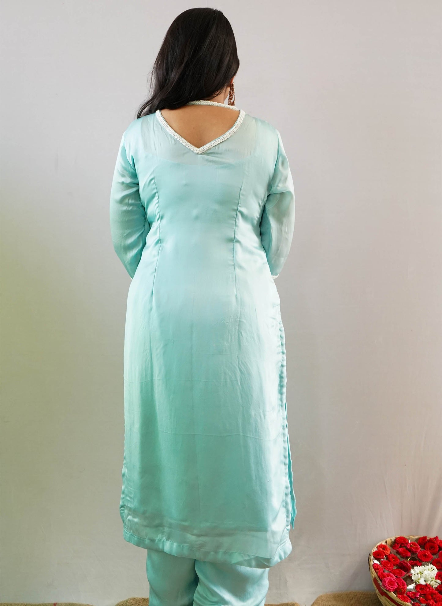 Blue Kurti Back Neck Design