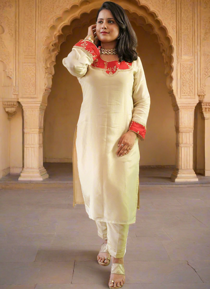 Saundarya - Golden Banarasi Tissue Kurti Set