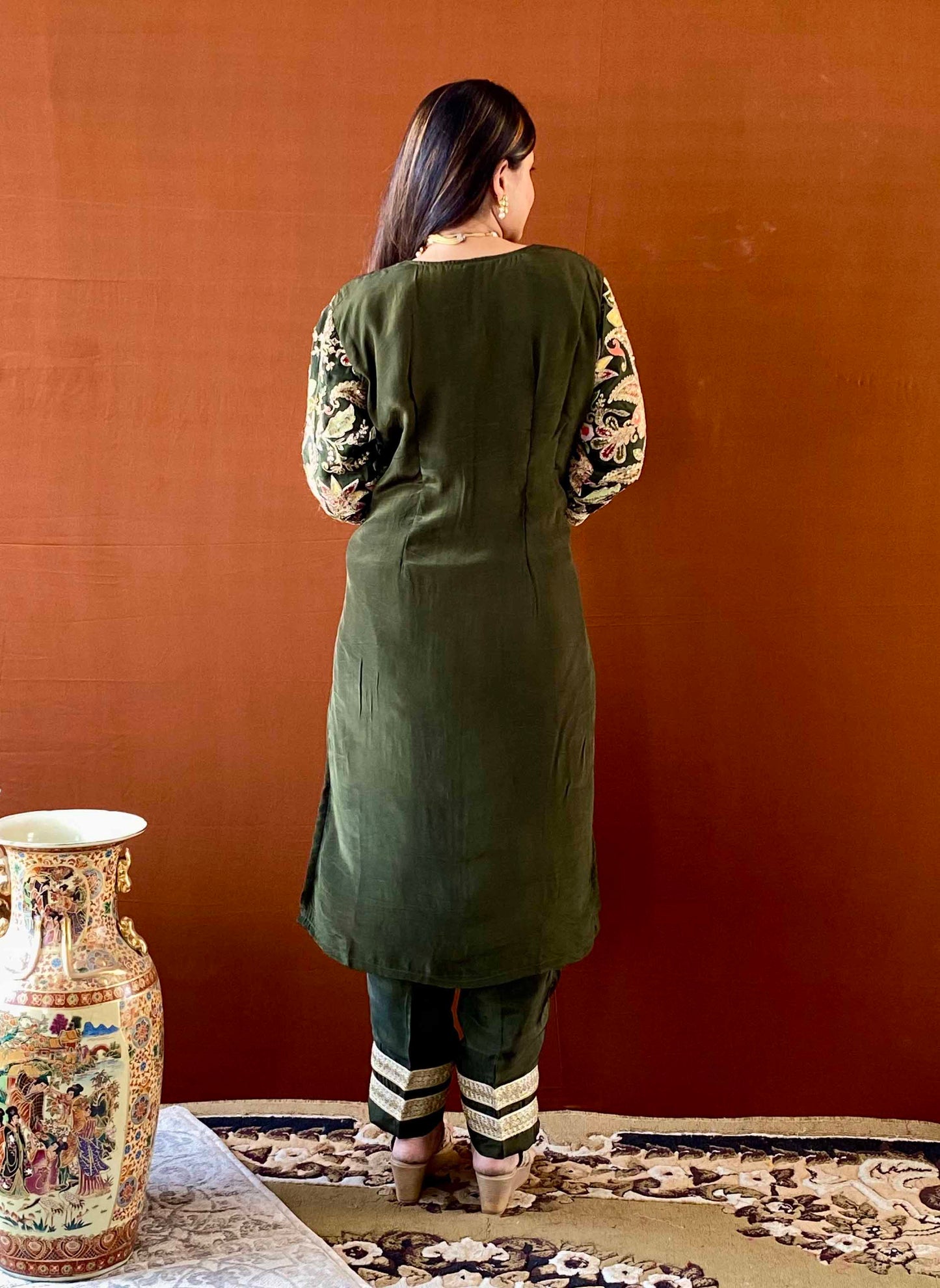 Ziva - Green Floral Kurti Set with Dupatta