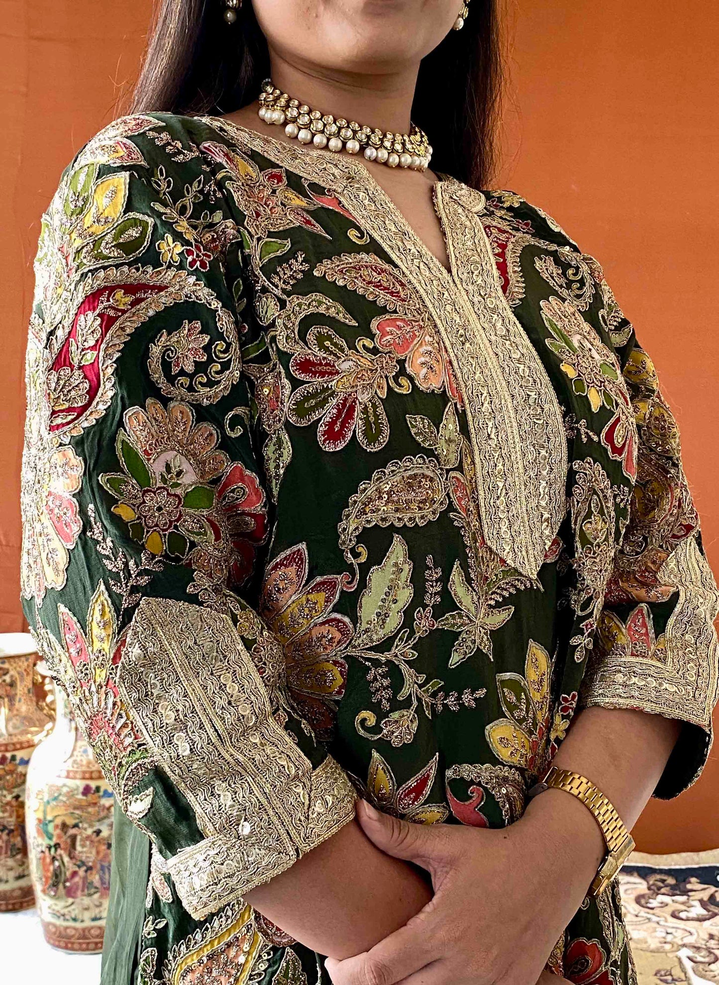 Ziva - Green Floral Kurti Set with Dupatta