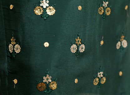 Green Sequin Chinon Crepe Kurti