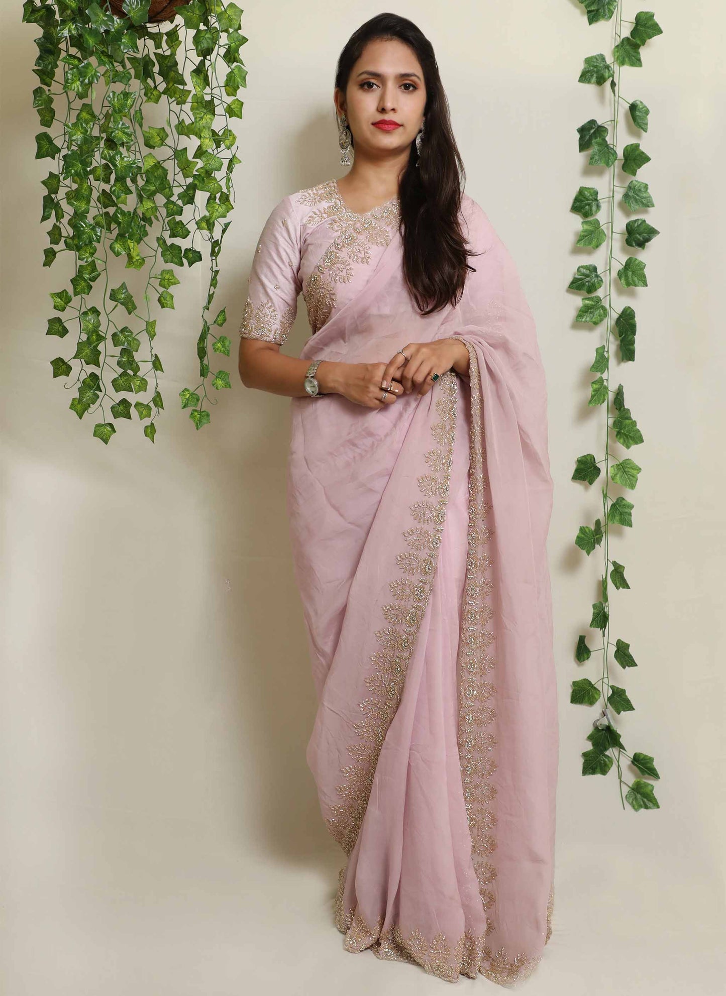 Lilac Organza CutDana Handwork Saree