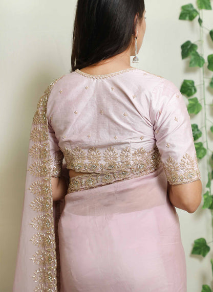 Lilac Organza CutDana Handwork Saree