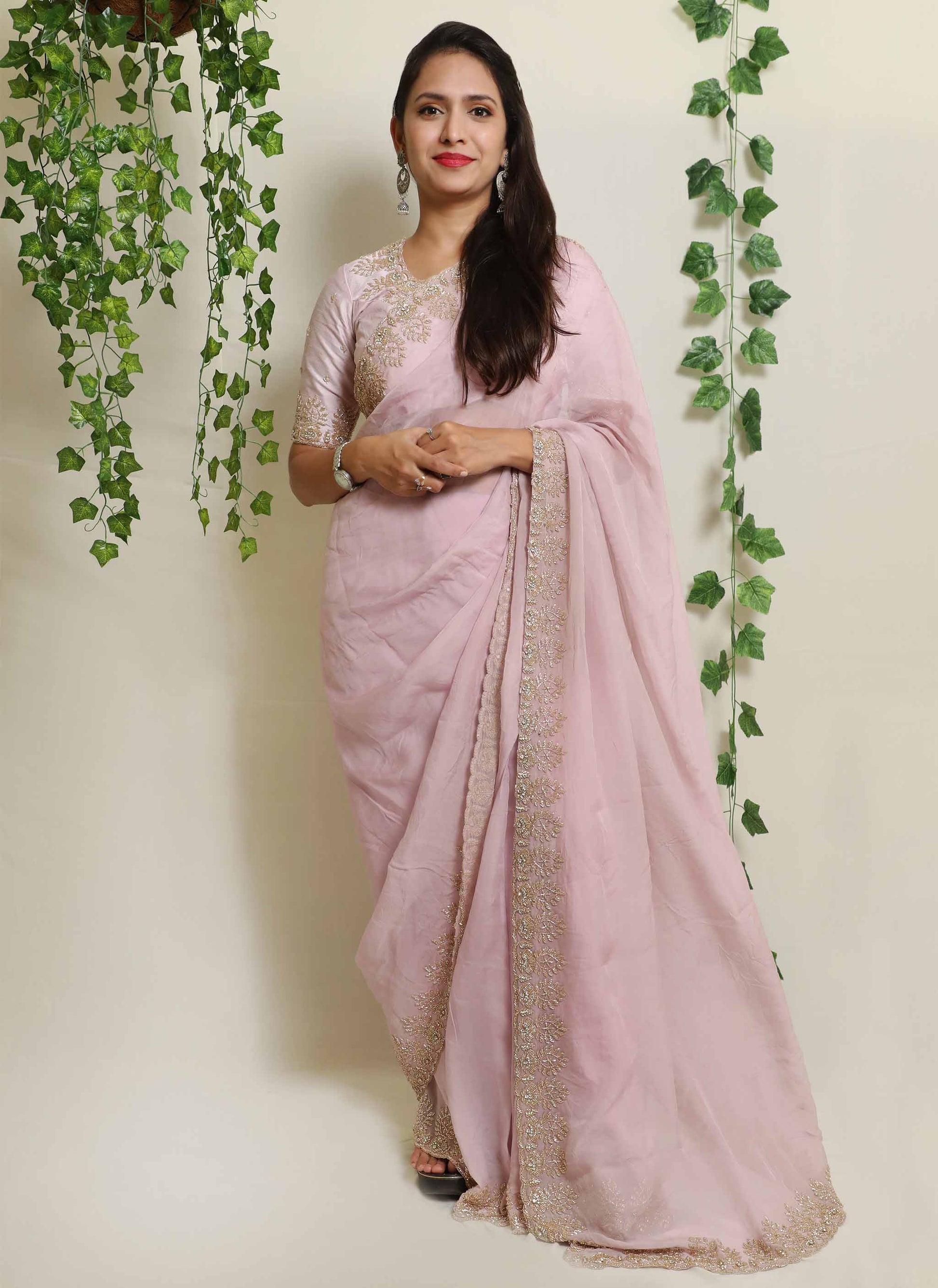 Lilac Organza CutDana Handwork Saree