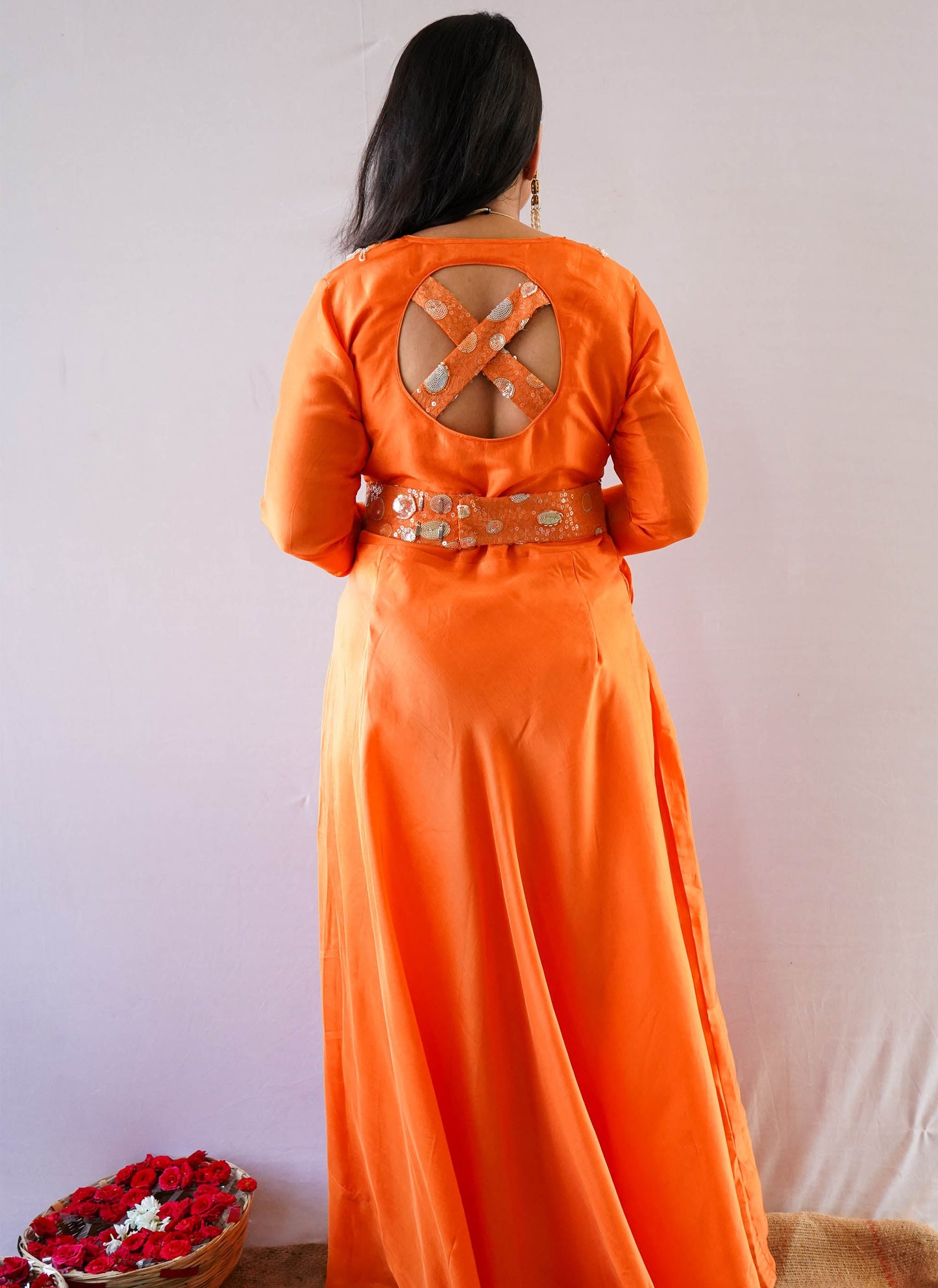 Orange Gown with Back Design