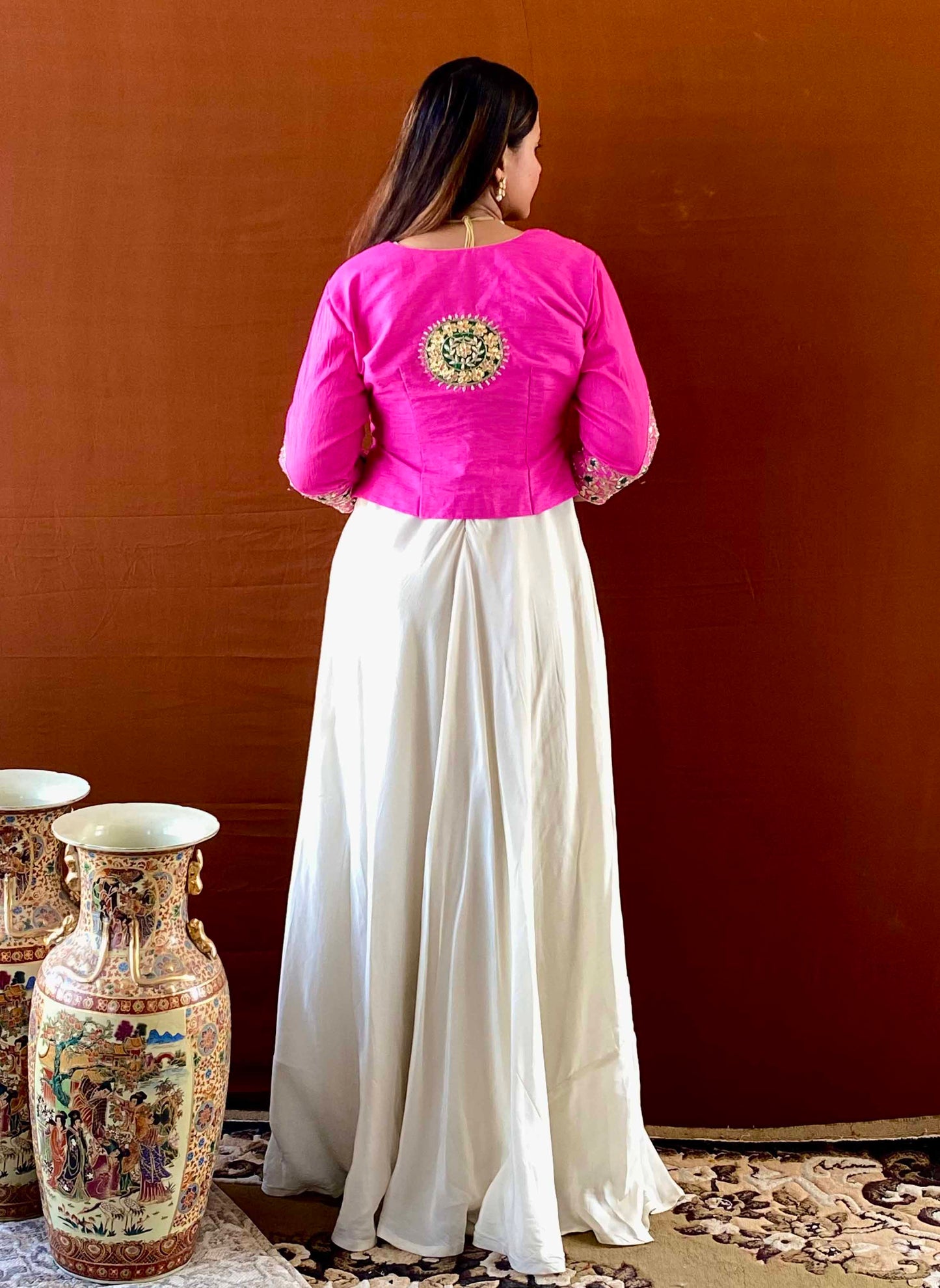 Ziva - Pink Raw Silk Gota Handwork Blouse